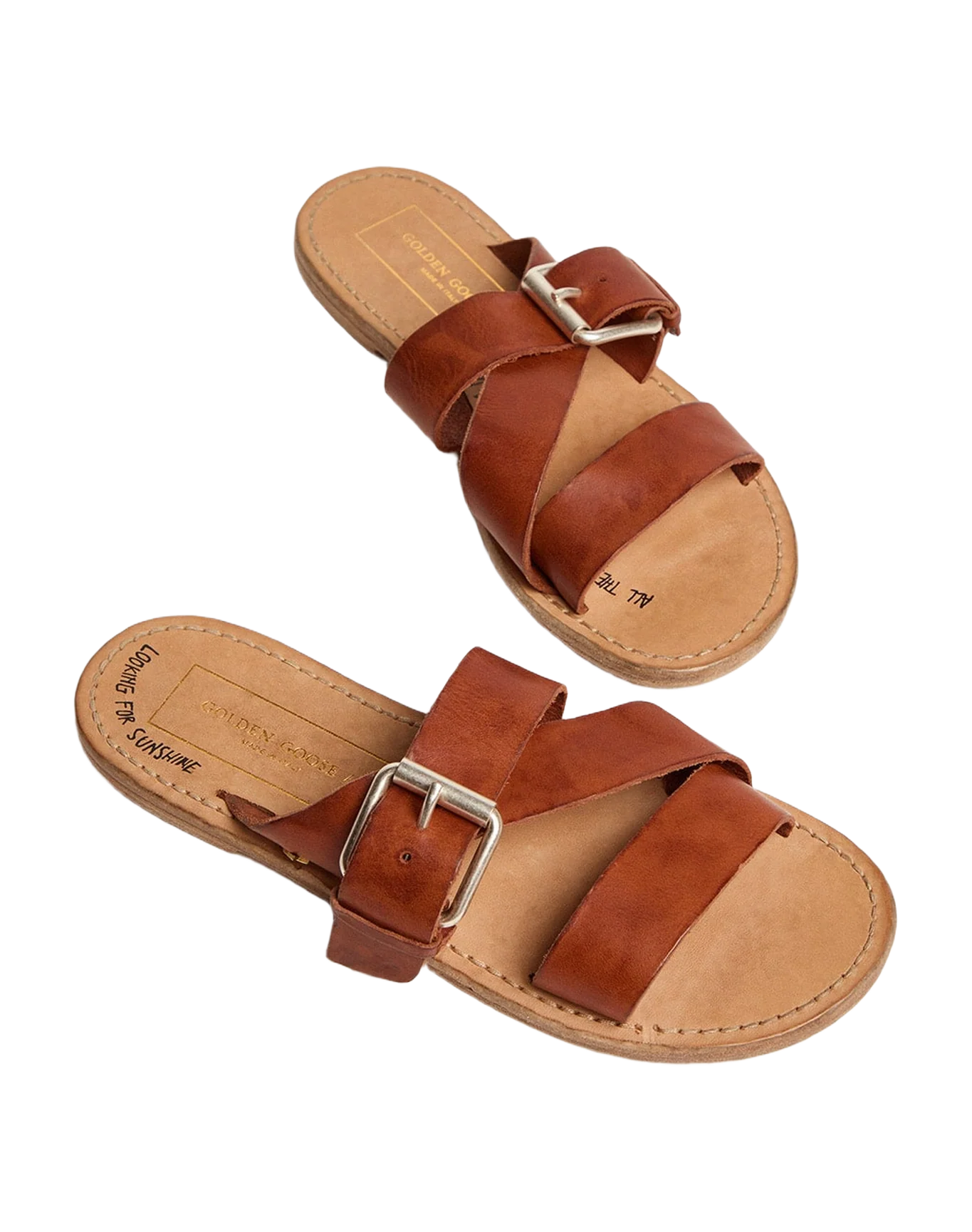 Women | Margaret Flat Sandals Resin-Coated Leather | Cuoio - Image 4