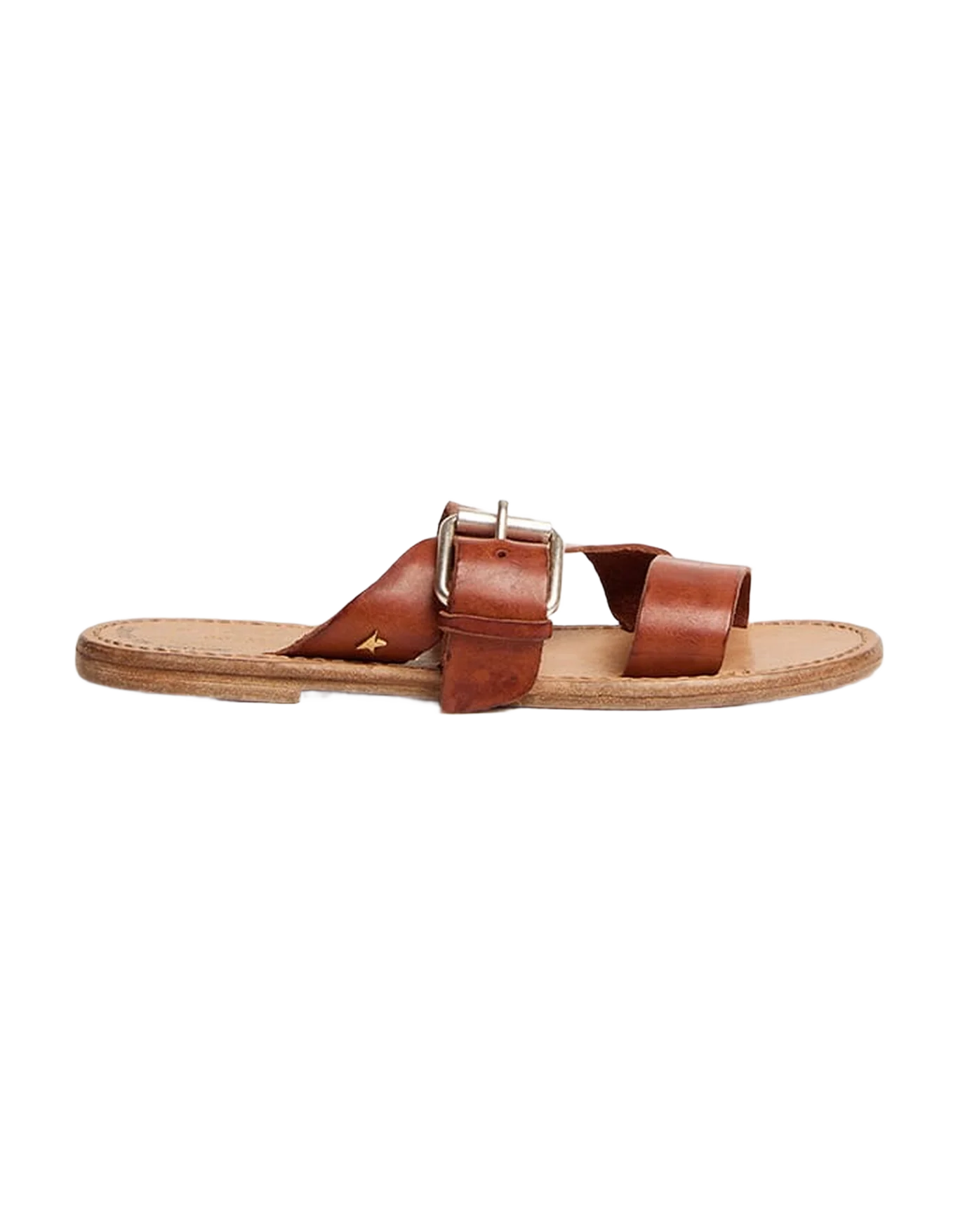 Women | Margaret Flat Sandals Resin-Coated Leather | Cuoio - Image 5
