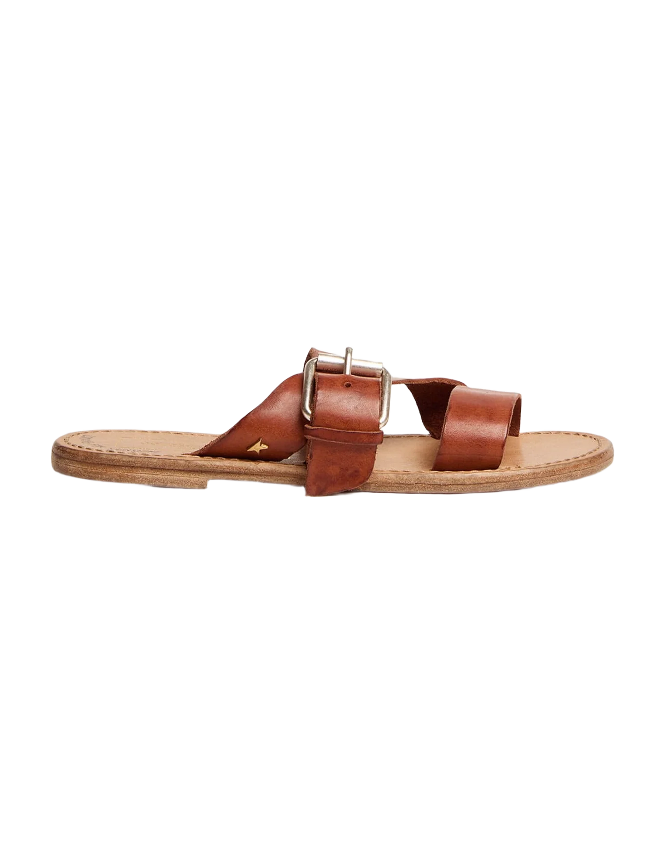 Women | Margaret Flat Sandals Resin-Coated Leather | Cuoio - Image 9