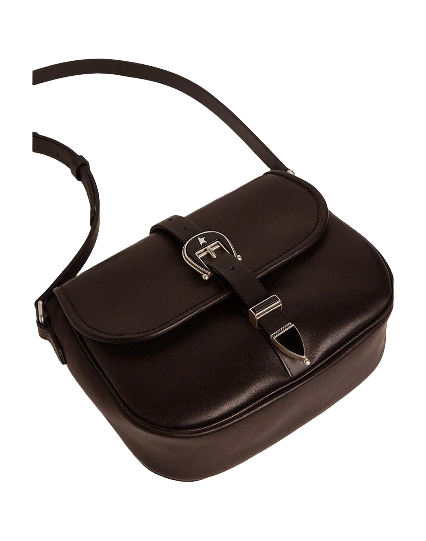 Women | Medium Black Leather Rodeo Bag | Black