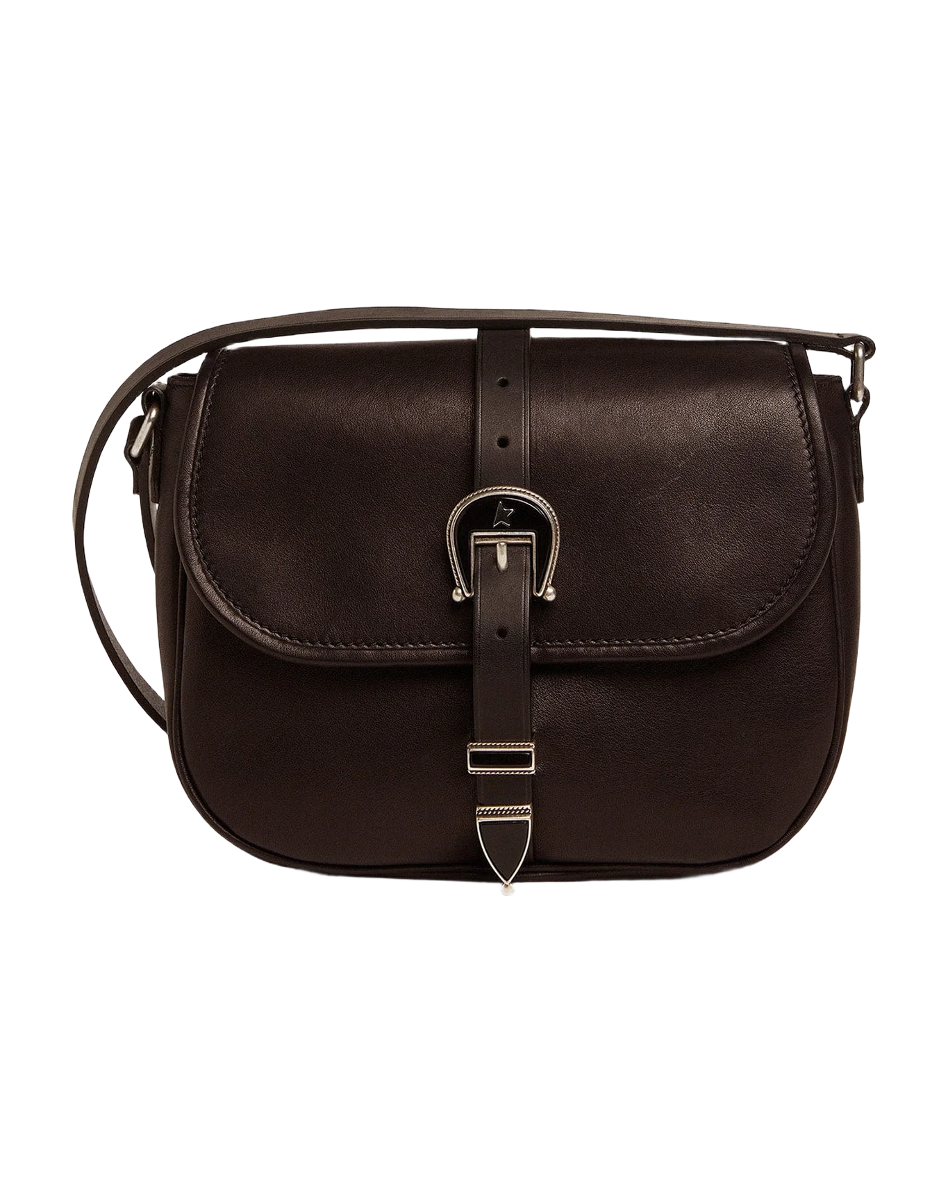 Women | Medium Black Leather Rodeo Bag | Black - Image 2
