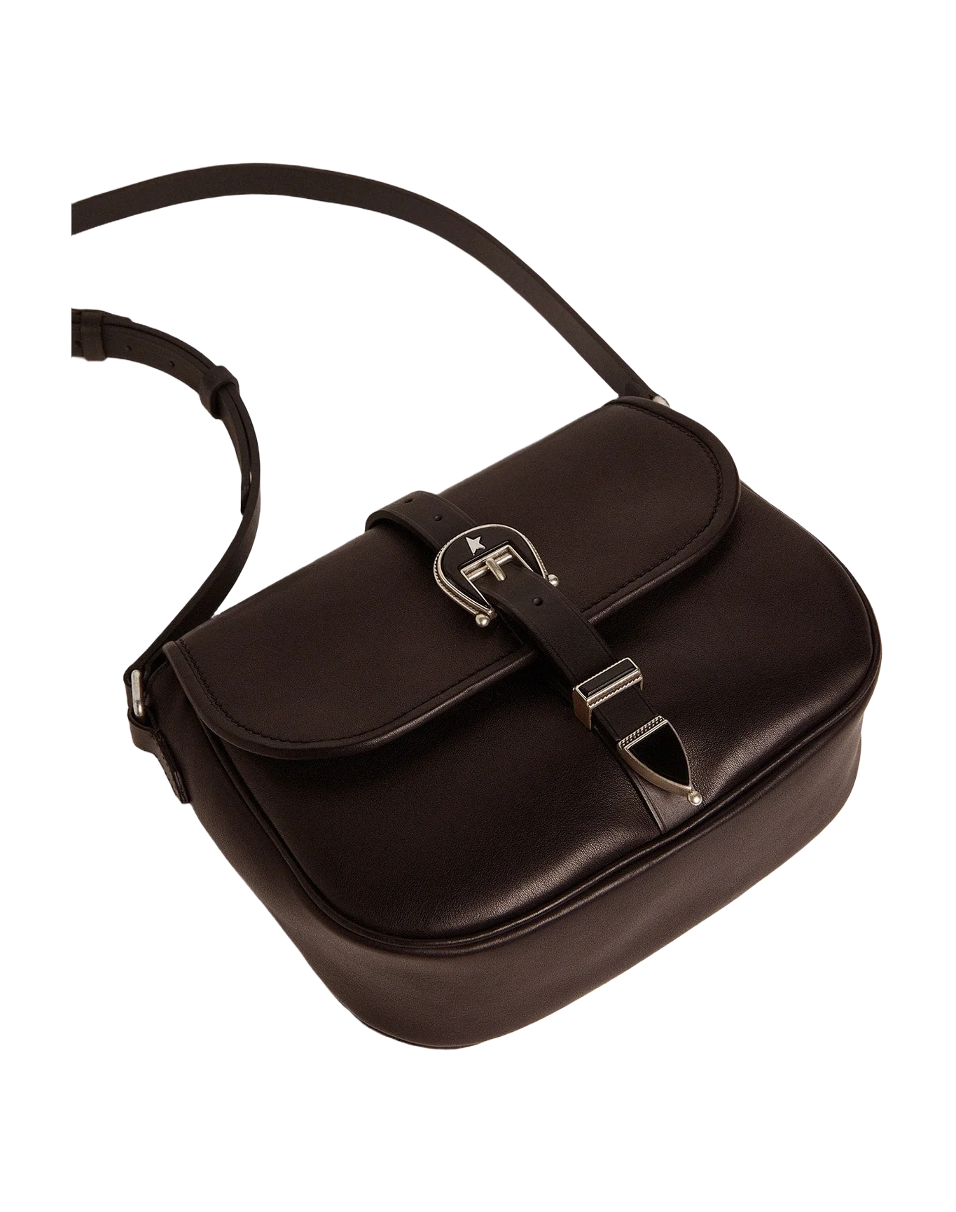 Women | Medium Black Leather Rodeo Bag | Black - Image 3