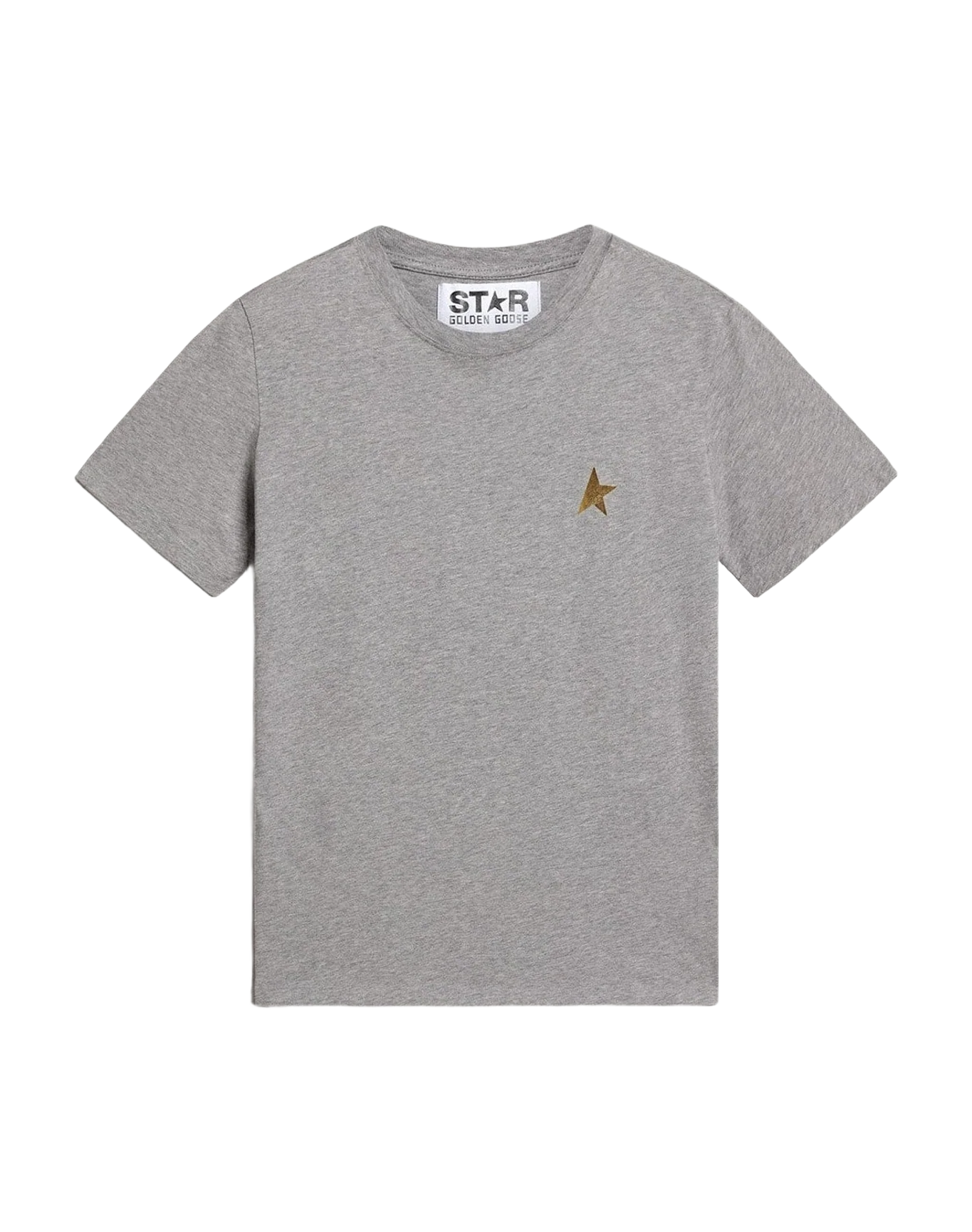Women | Mélange Gray T-Shirt with Gold Star On The Front | Medium Grey Melange x Gold