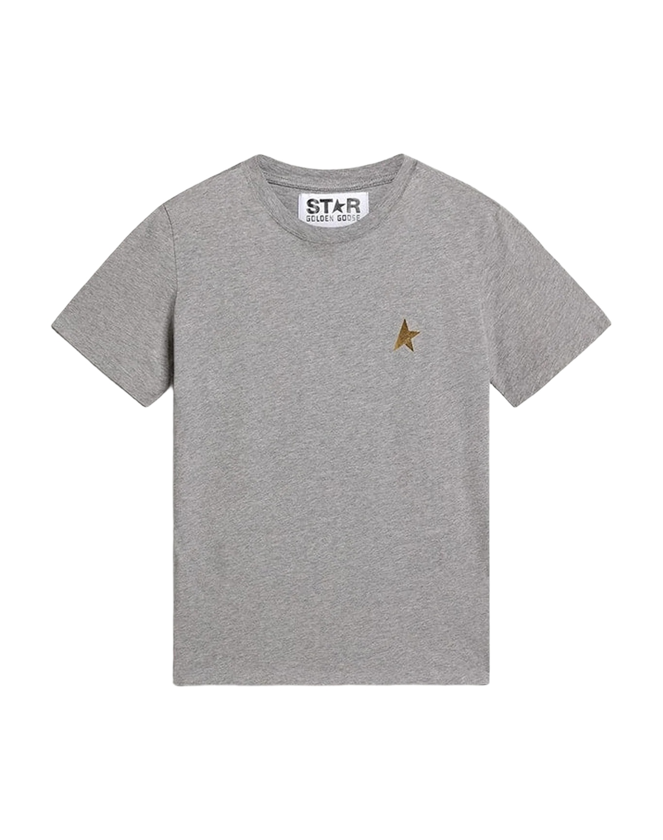 Women | Mélange Gray T-Shirt with Gold Star On The Front | Medium Grey Melange x Gold - Image 3