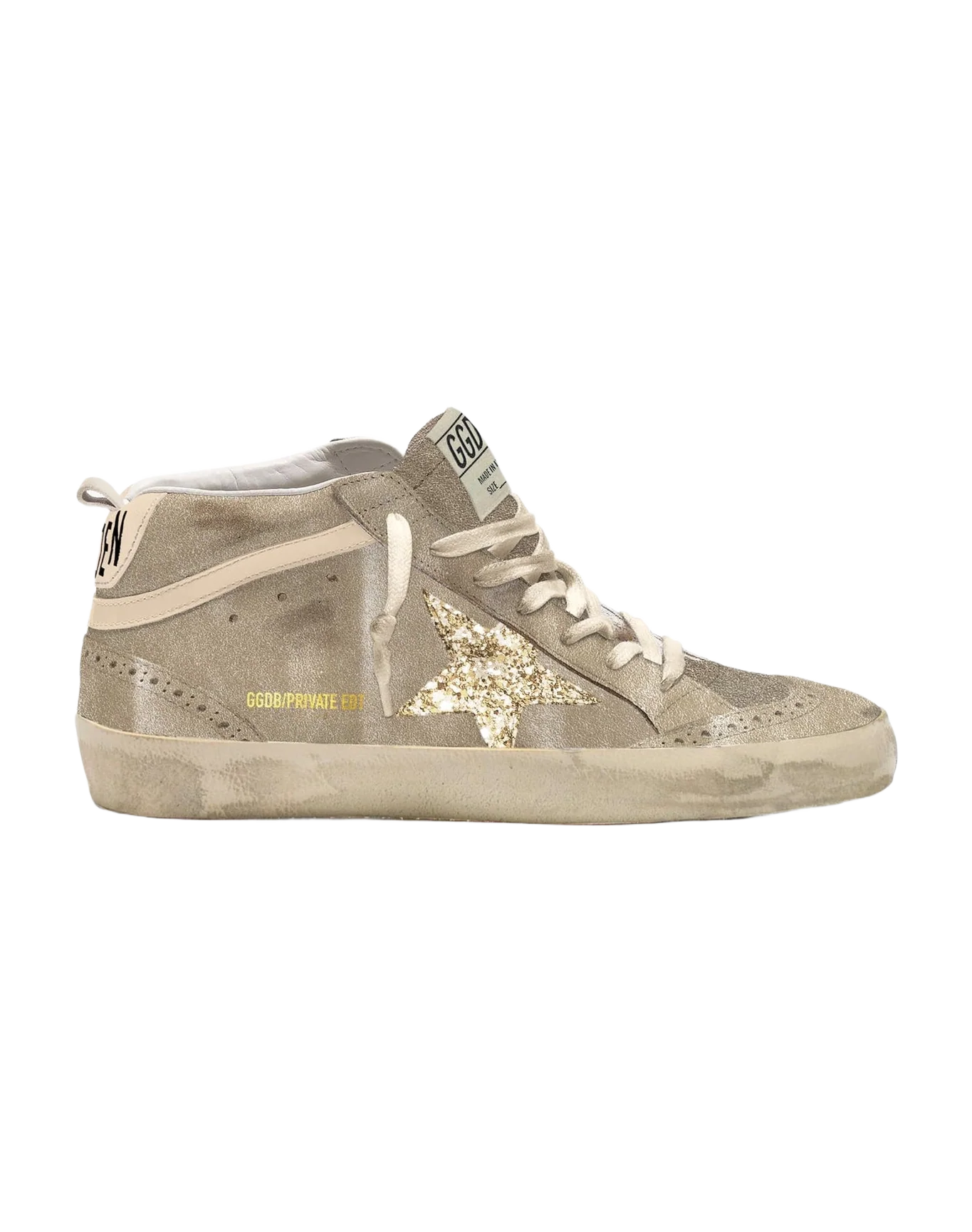 Women | Mid Star Beige Suede with Gold Glitter Star | Grey x Gold x Creme Brule''
