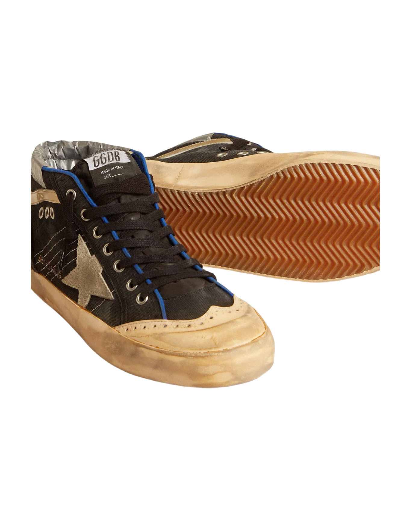 Women | Mid Star Lab Black Canvas with Ice-Gray Suede Star | Black x Ice x Vanilla x Gold - Image 2