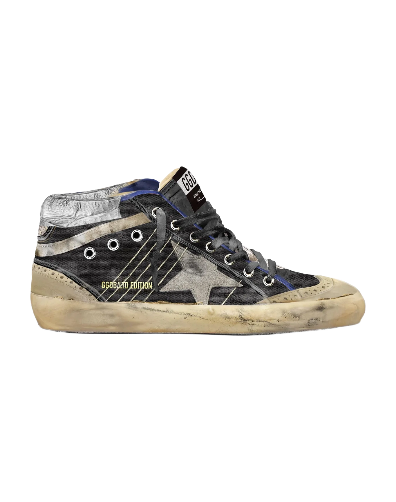 Women | Mid Star Lab Black Canvas with Ice-Gray Suede Star | Black x Ice x Vanilla x Gold - Image 4