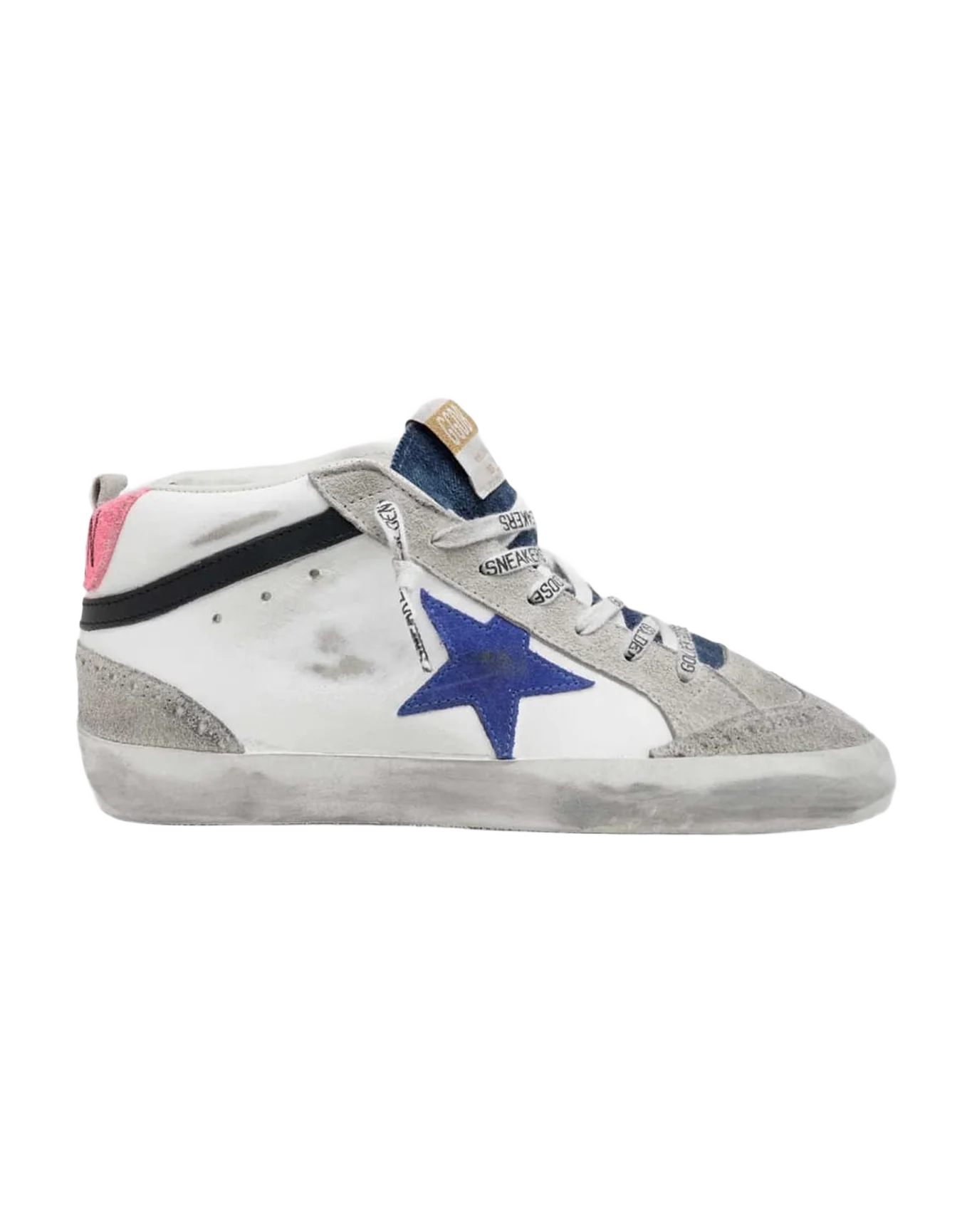 Women | Mid Star Leather Upper & Wave Suede Star Denim Toe | White x Ice x Bluette x Black x Fuchsia