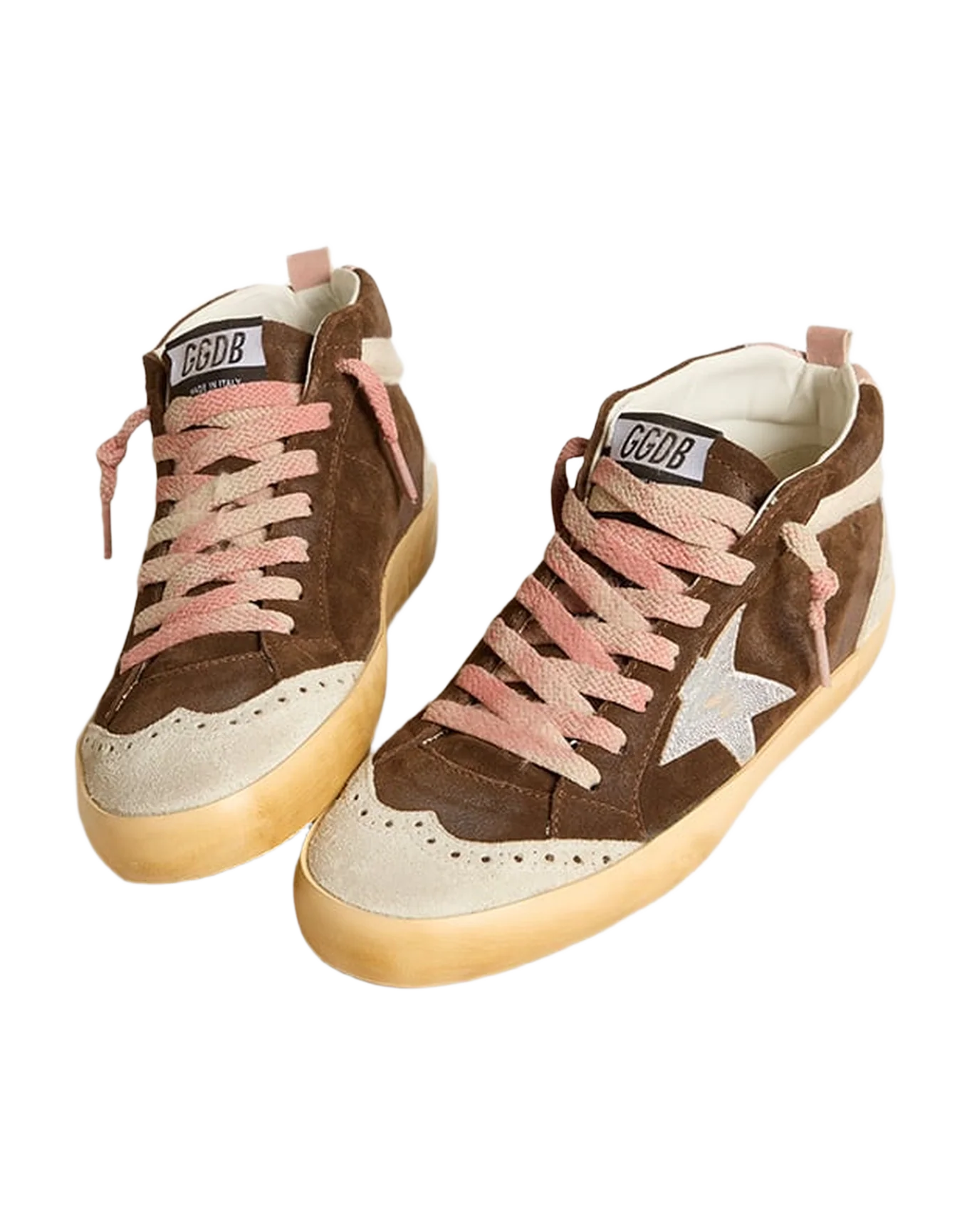 Women | Mid Star Ltd Brown Suede with Silver Nappa Leather Star & Cream Flash | Mustang x Ice x Silver x Buttercream x Ash Rose - Image 2
