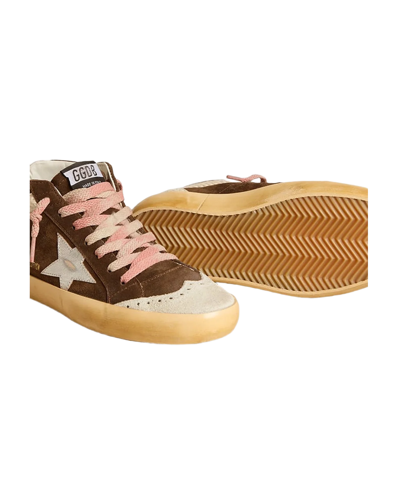 Women | Mid Star Ltd Brown Suede with Silver Nappa Leather Star & Cream Flash | Mustang x Ice x Silver x Buttercream x Ash Rose - Image 4