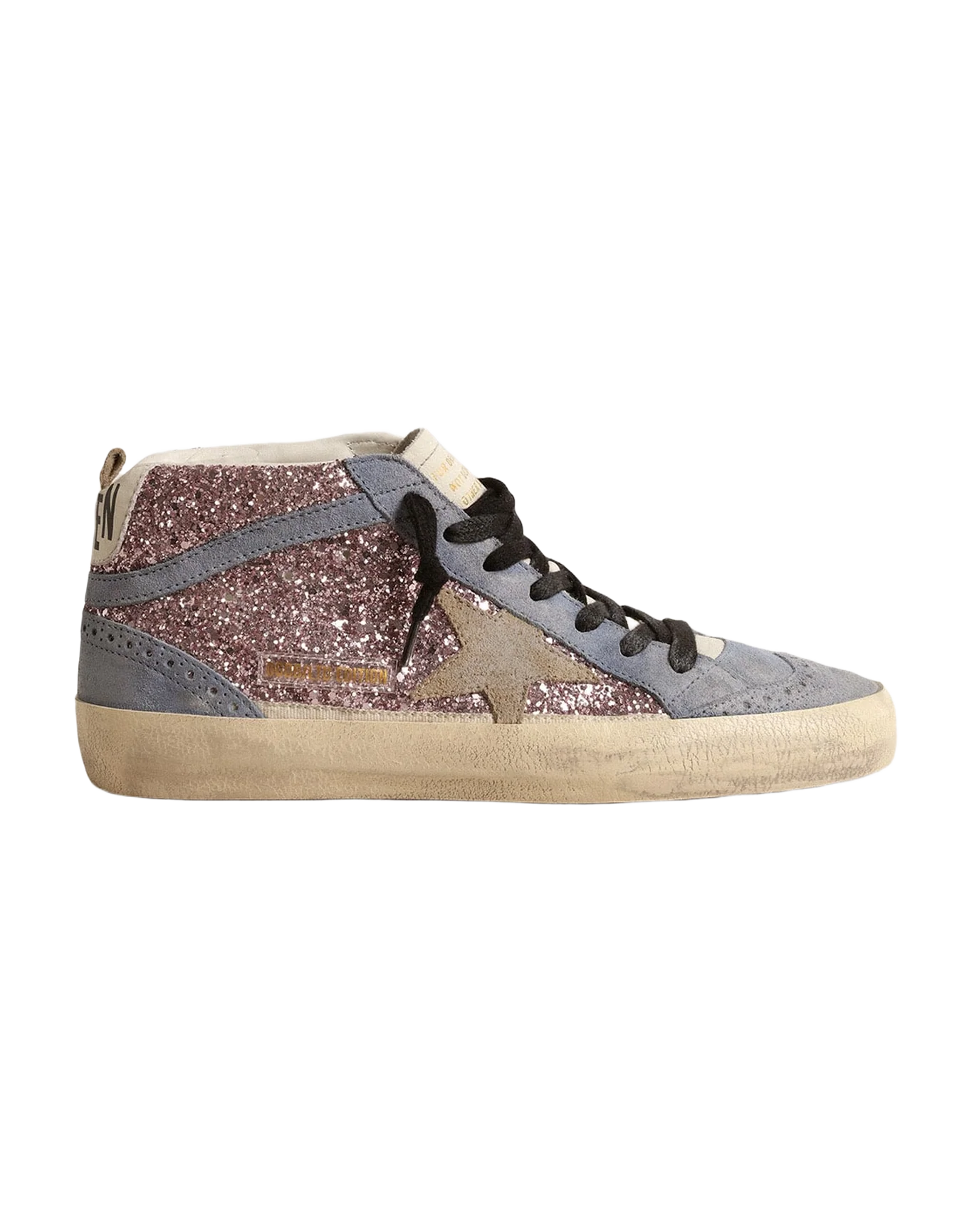 Women | Mid Star Ltd Lilac Glitter with Light Blue Suede Inserts | Lilac x Powder Blue x White x Taupe - Image 3