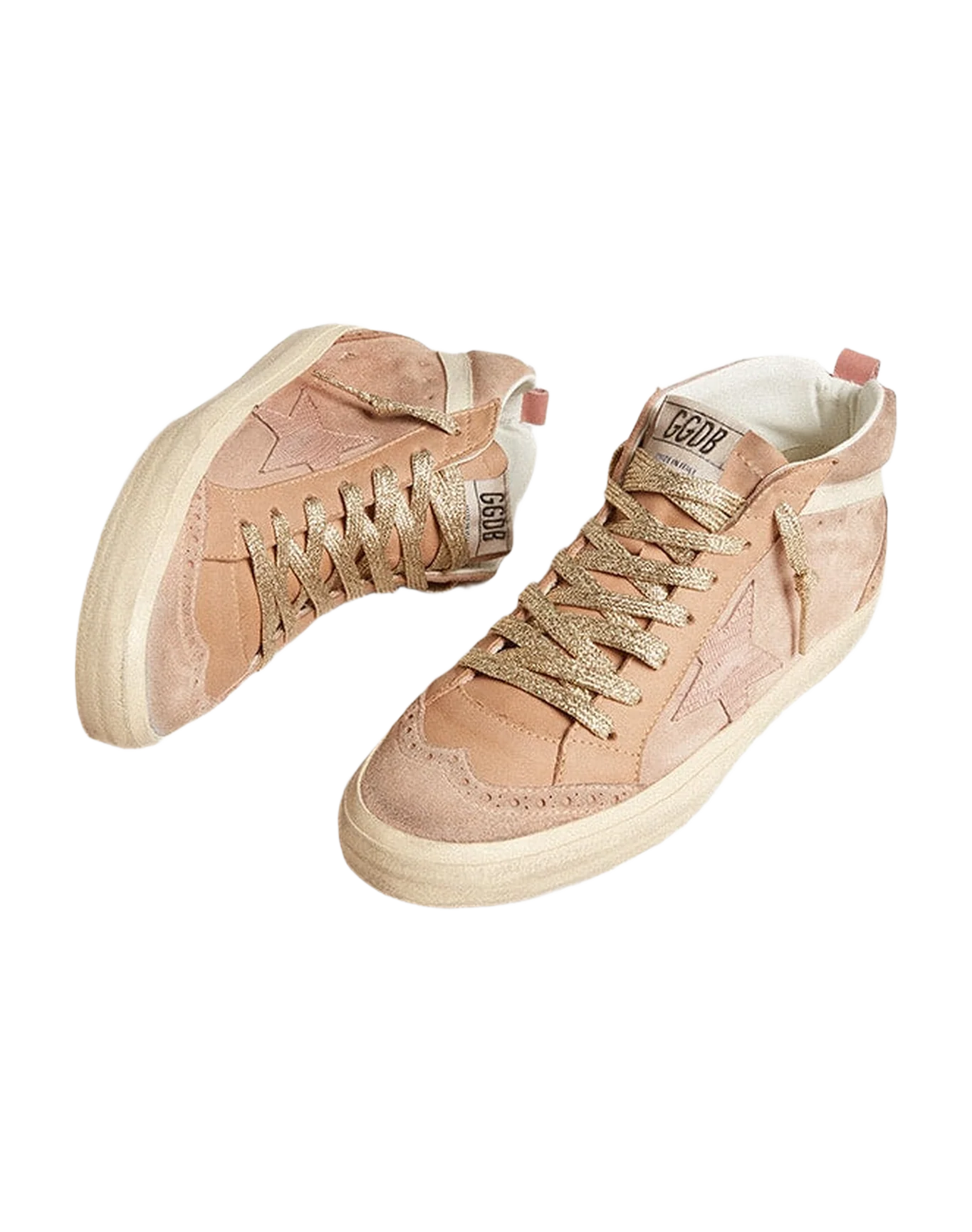 Women | Mid Star Ltd Pink Suede with Pink Lizard-Print Leather Star | Beige x Pink - Image 4