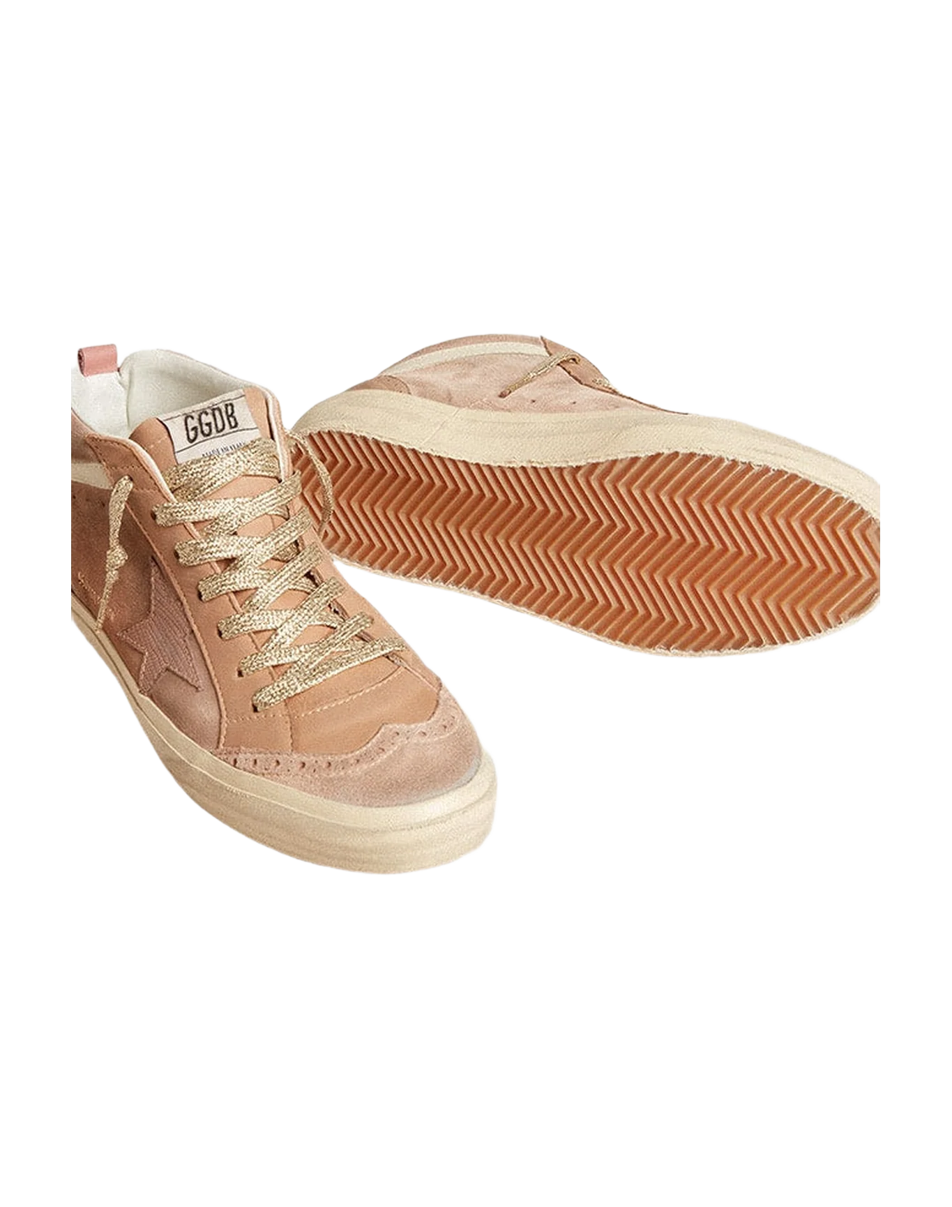 Women | Mid Star Ltd Pink Suede with Pink Lizard-Print Leather Star | Beige x Pink - Image 7
