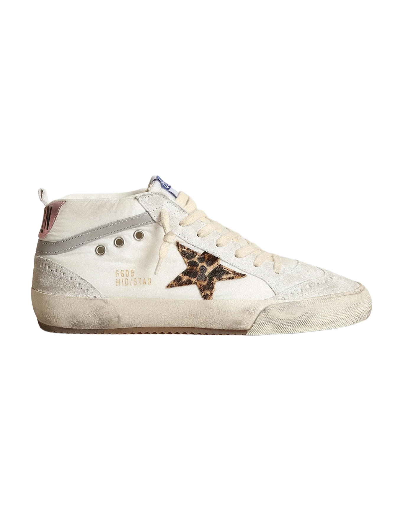 Women | Mid Star Ltd White Nylon with Leopard Print Pony Skin Star | White x Beige Brown Leo x Light Grey x Pink - Image 4