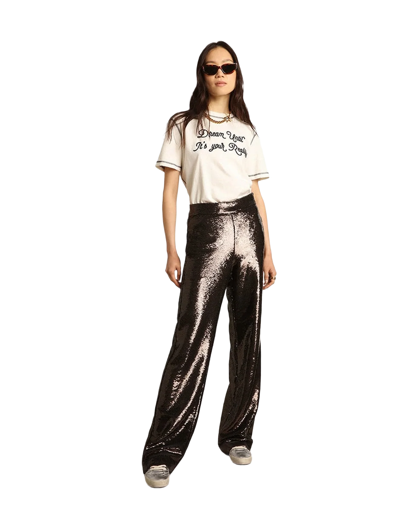 Women | Mid Star Silver Glitter with Laminated Silver Leather Star | Silver x Ivory x Black - Image 2