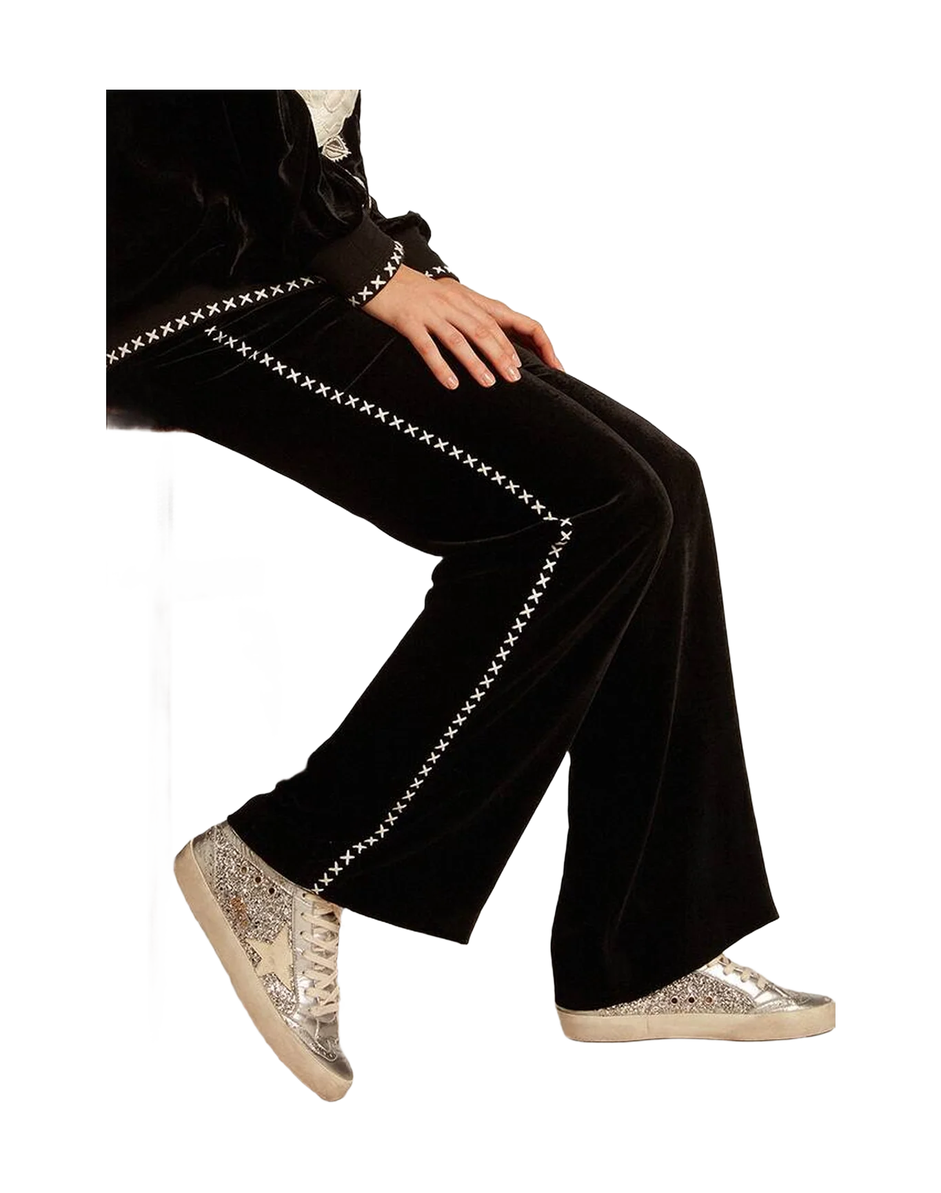 Women | Mid Star Silver Glitter with Laminated Silver Leather Star | Silver x Ivory x Black - Image 5