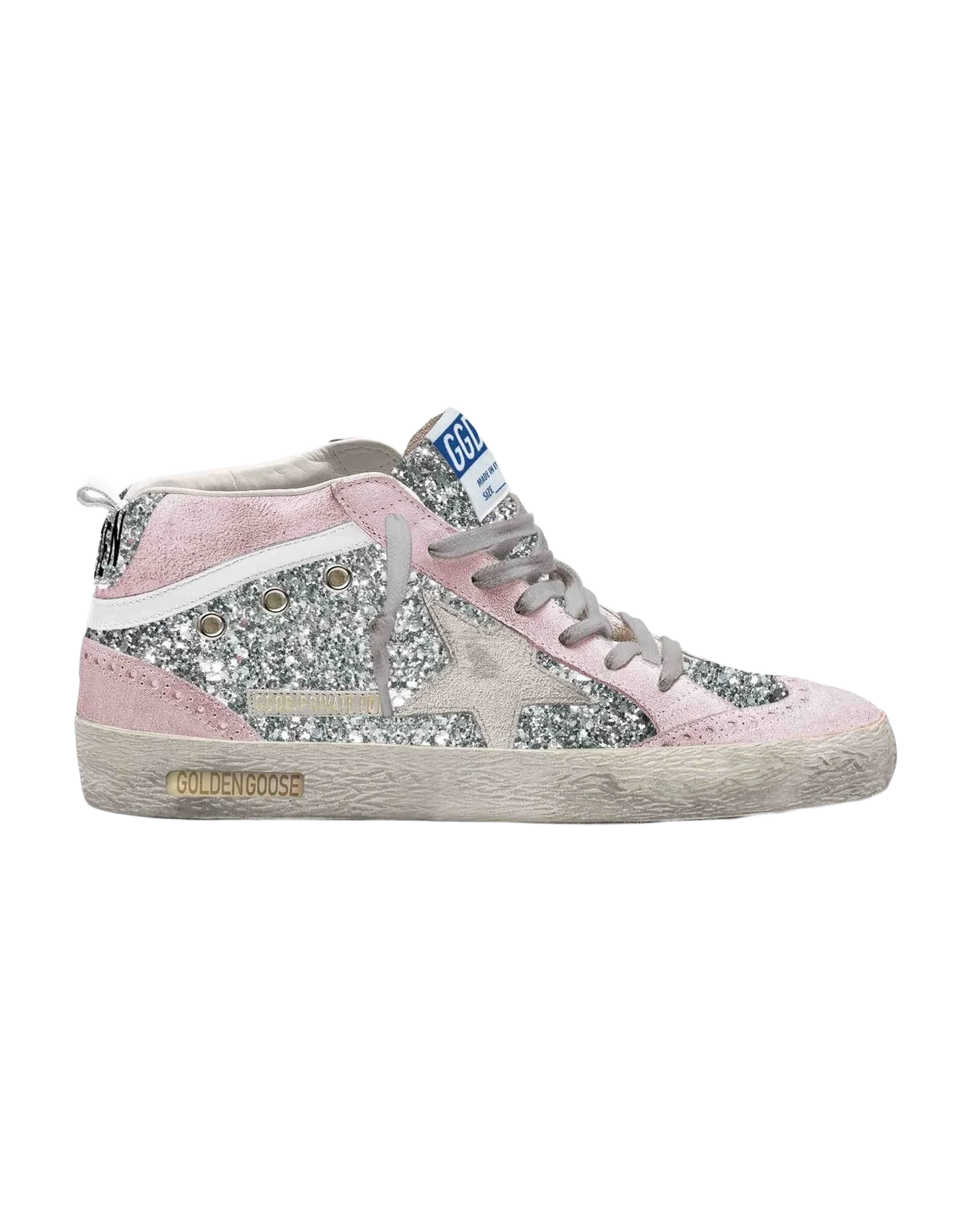 Women | Mid Star Silver Glitter with Pink Star | Silver x Baby Pink x Ice x White