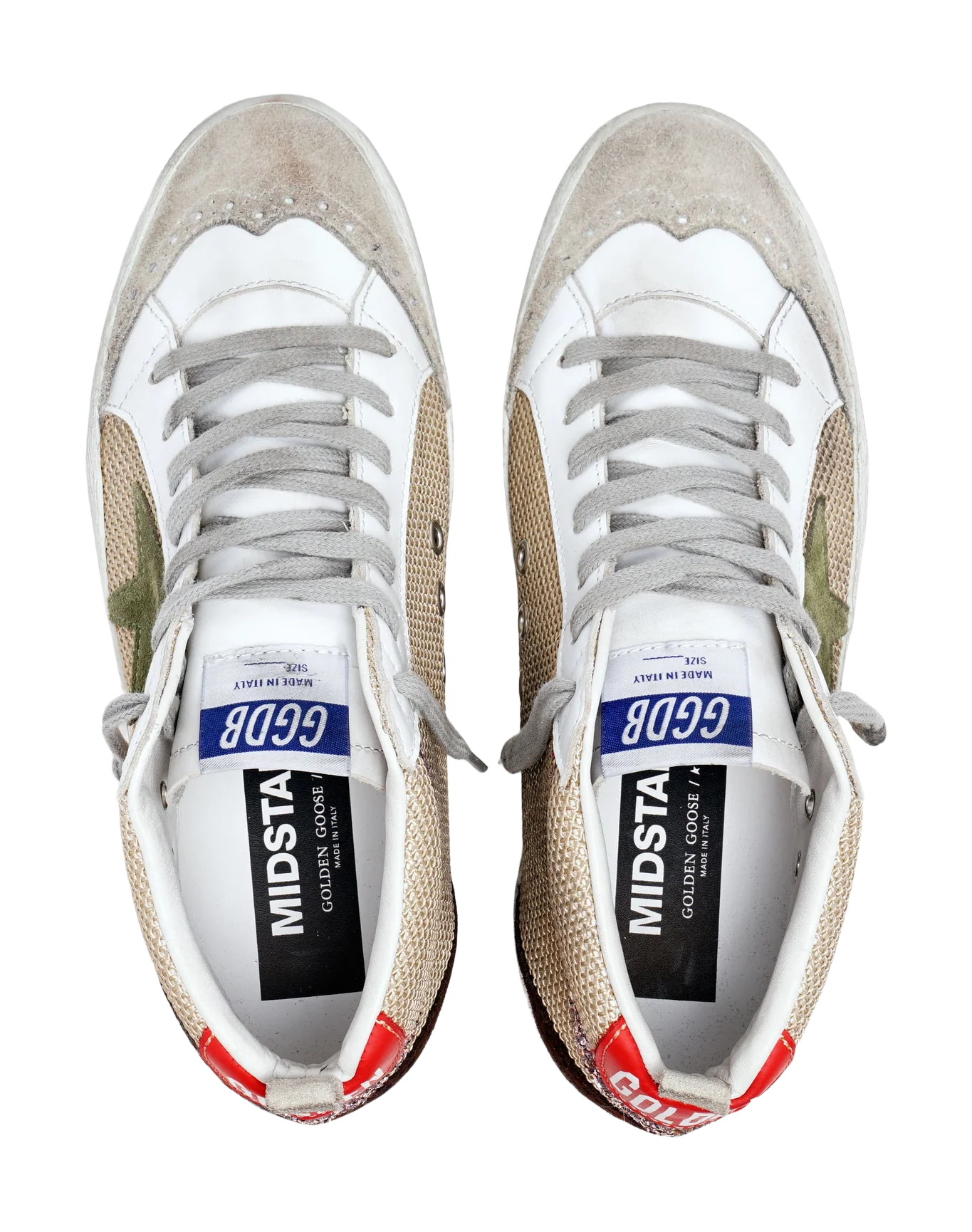 Women | Mid Star Sneakers Cream-Colored Mesh with Suede & Glitter Details | Cream x Ice x Light Army x Brown x Pink - Image 2