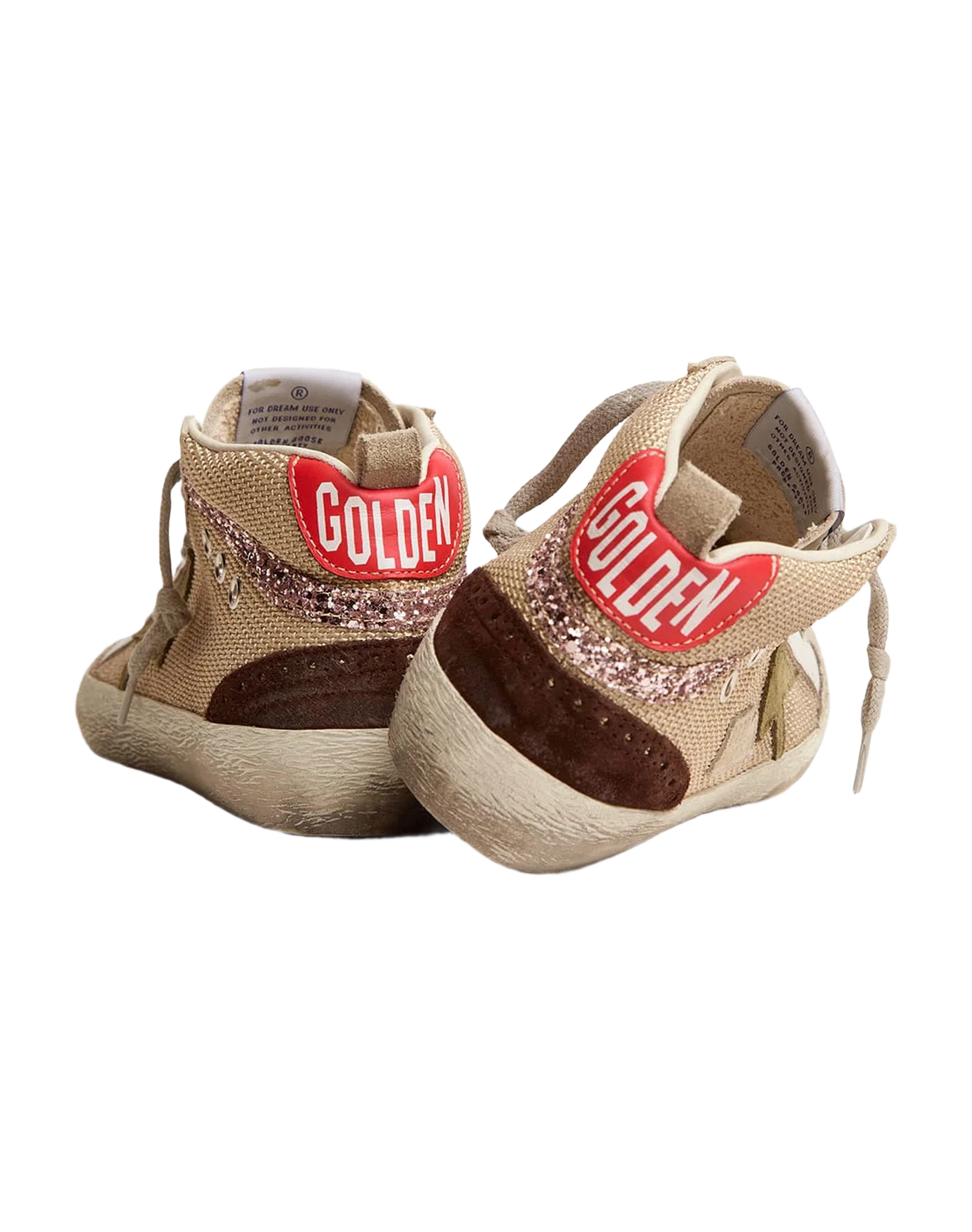 Women | Mid Star Sneakers Cream-Colored Mesh with Suede & Glitter Details | Cream x Ice x Light Army x Brown x Pink - Image 4