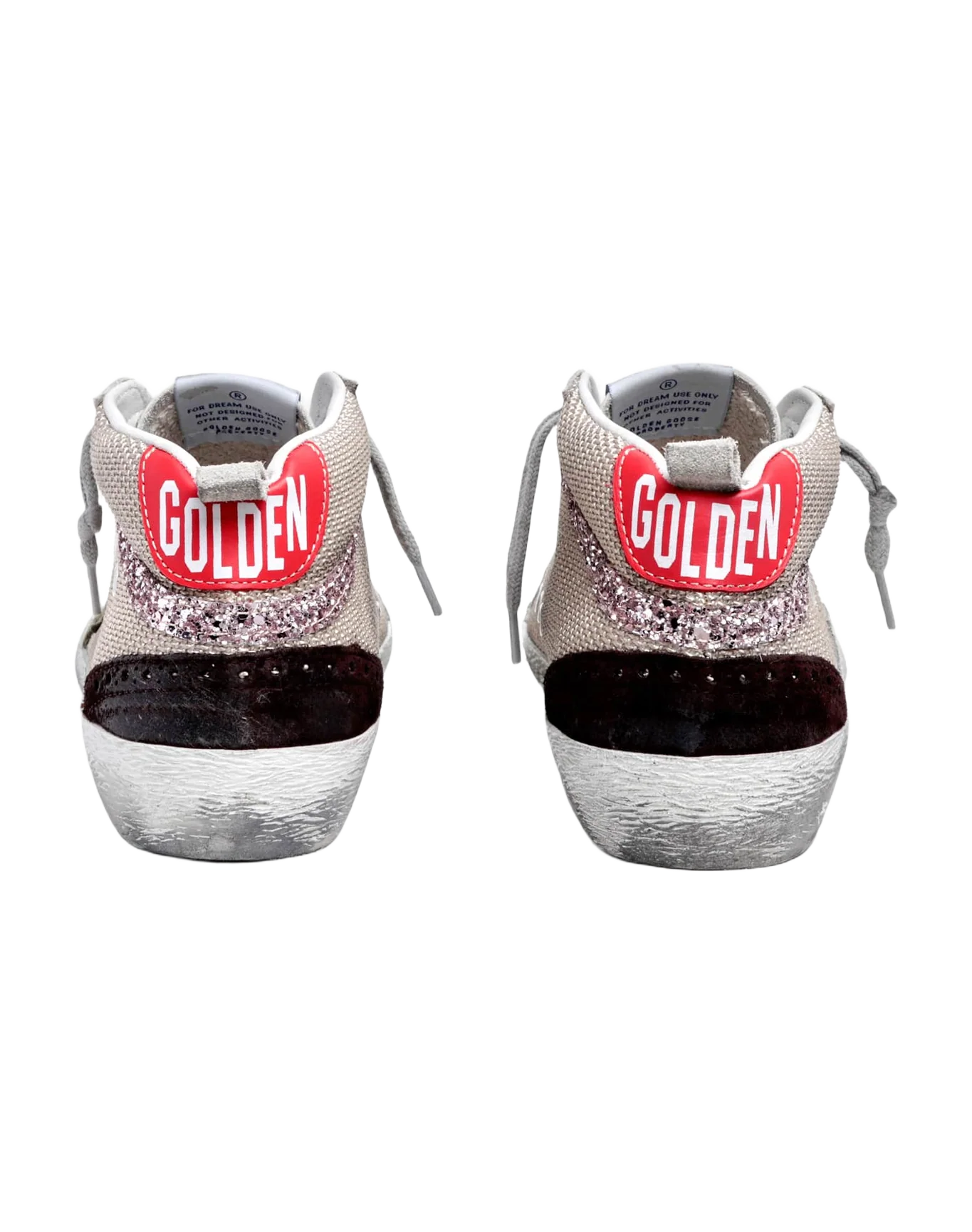 Women | Mid Star Sneakers Cream-Colored Mesh with Suede & Glitter Details | Cream x Ice x Light Army x Brown x Pink - Image 7