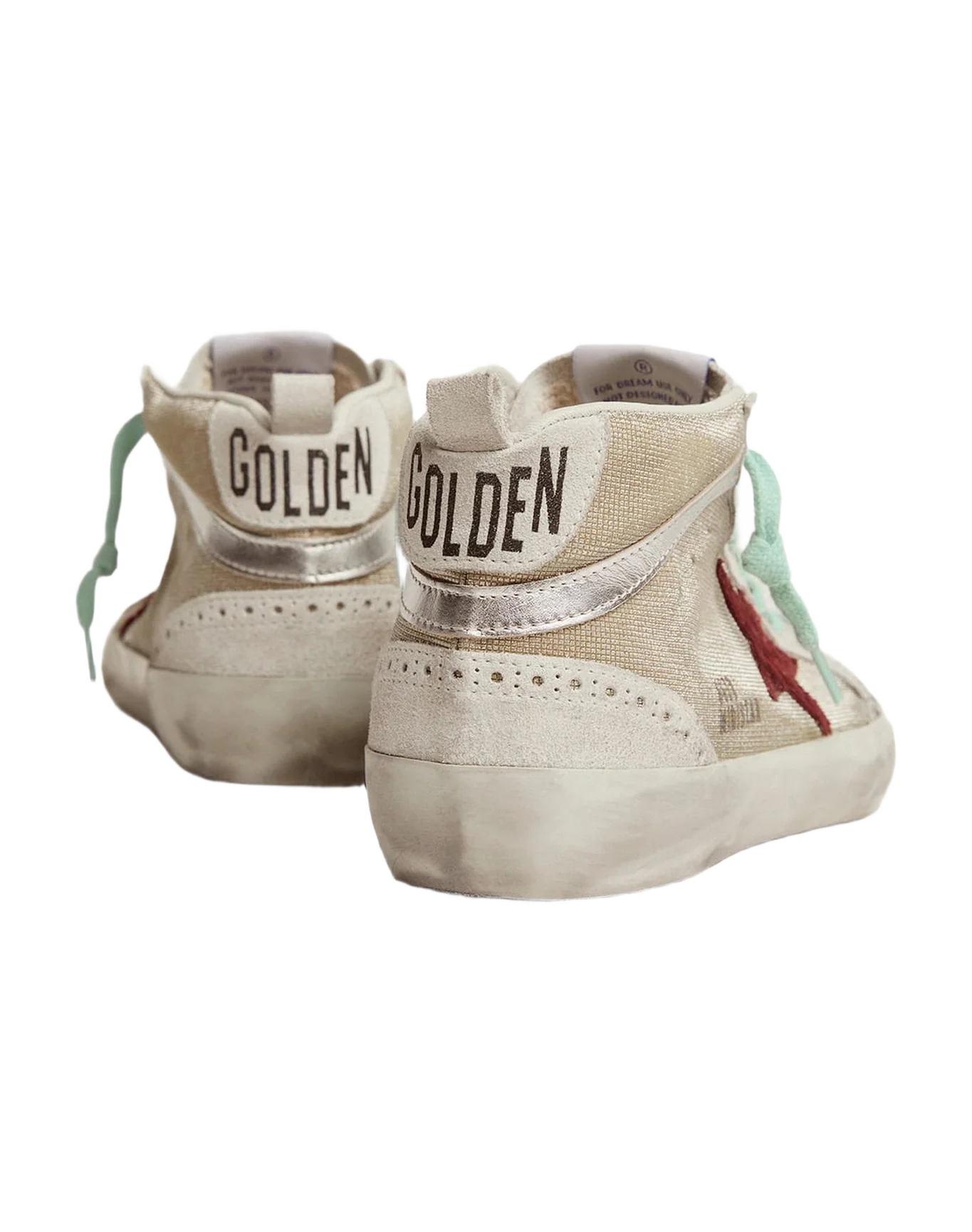 Women | Mid Star Sneakers Gold Suede with Red Cocco Print Leather Star & Laminated Wave | Gold x Ice x Brown x Silver - Image 2