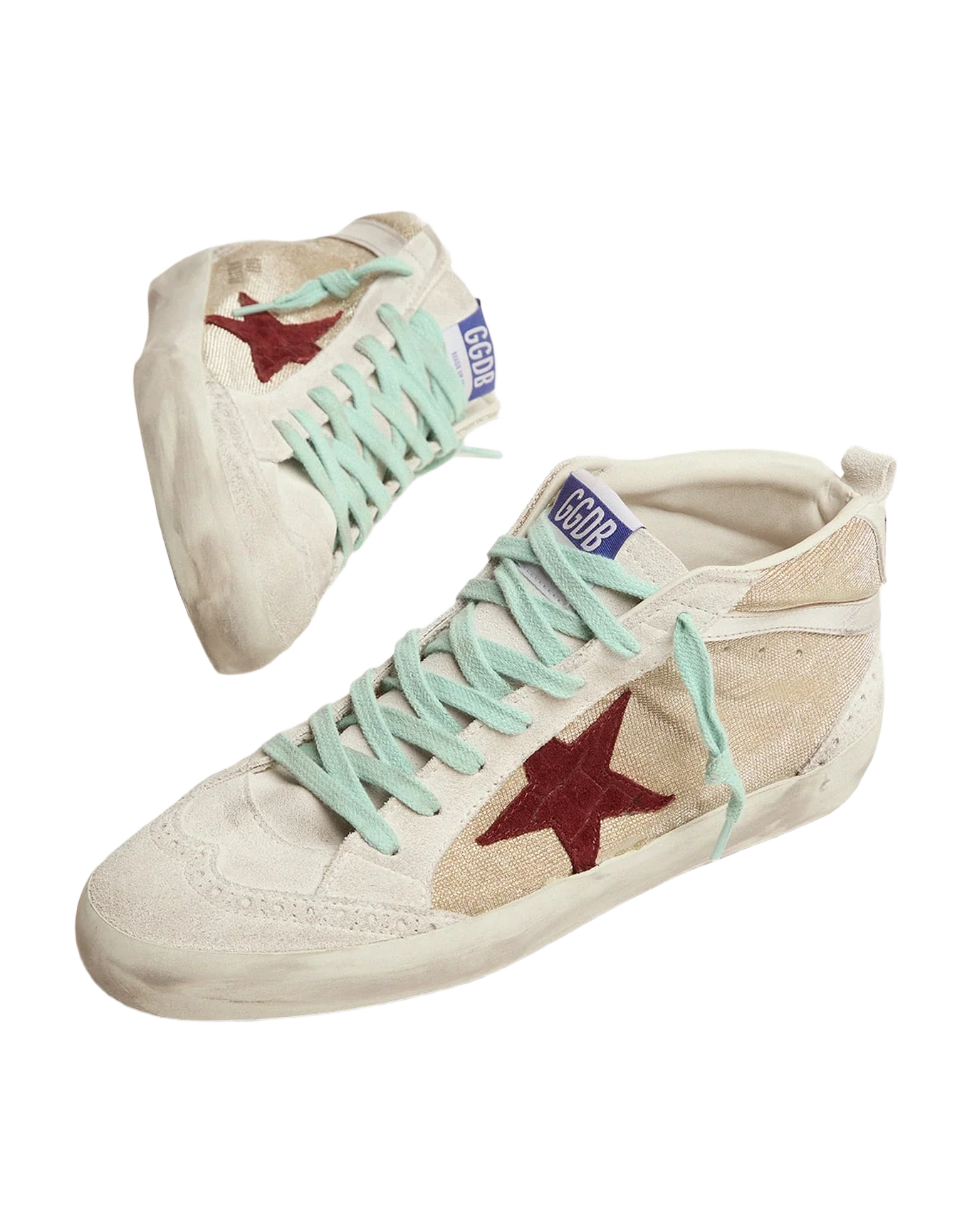 Women | Mid Star Sneakers Gold Suede with Red Cocco Print Leather Star & Laminated Wave | Gold x Ice x Brown x Silver - Image 3