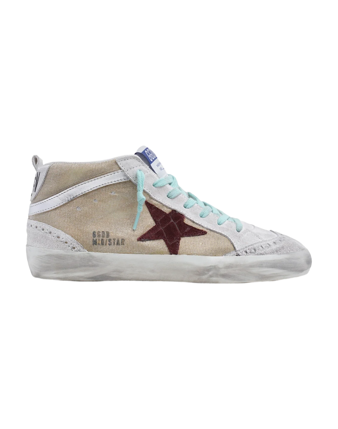Women | Mid Star Sneakers Gold Suede with Red Cocco Print Leather Star & Laminated Wave | Gold x Ice x Brown x Silver - Image 5