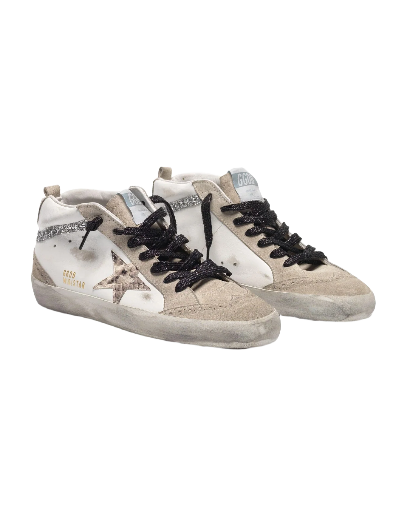 Women | Mid-Star Sneakers Leather with Snakeskin-Print Star & Glitter Inserts - Image 8