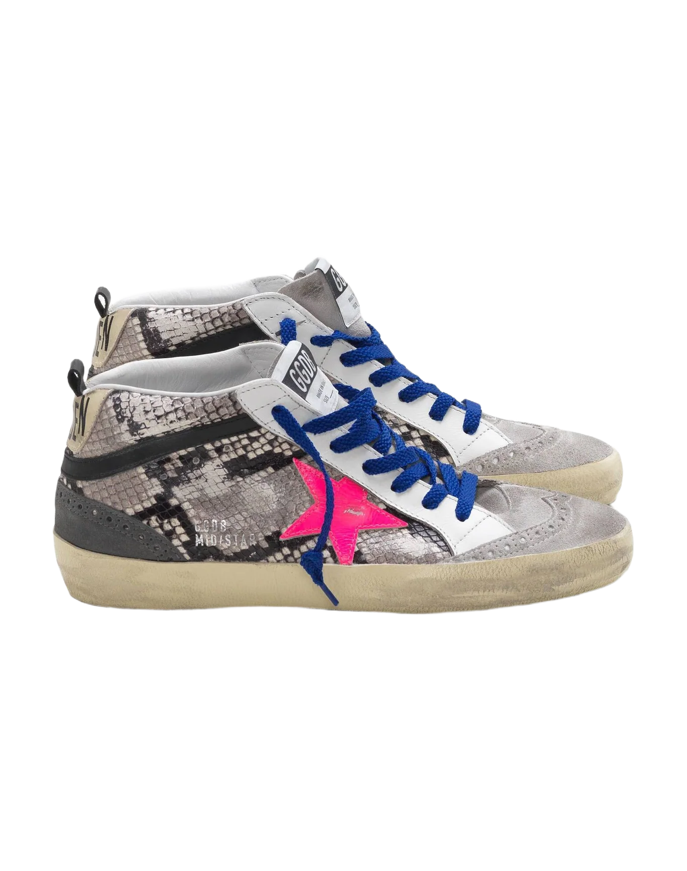 Women | Mid Star Sneakers Snakeskin Print Leather with Fuchsia Star - Image 2