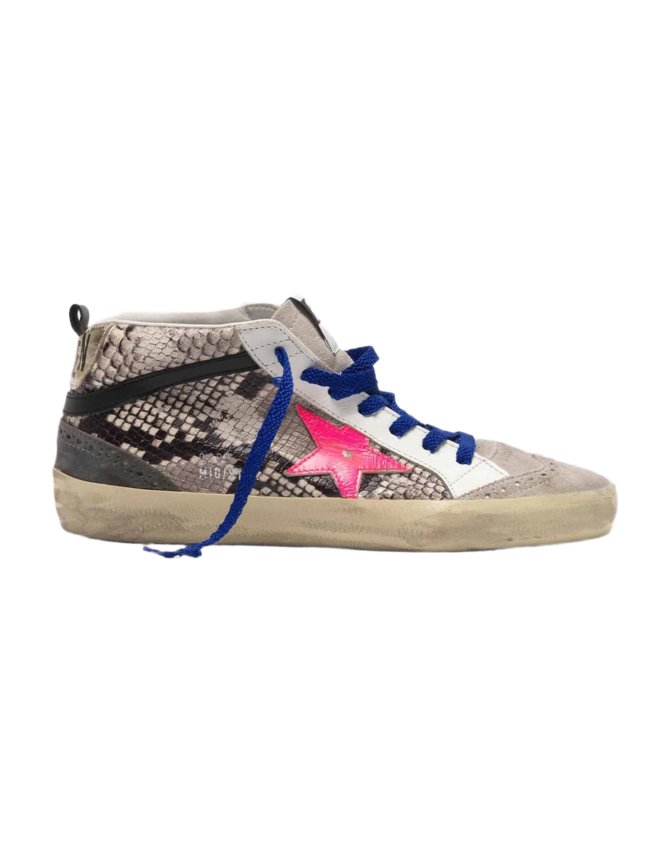 Women | Mid Star Sneakers Snakeskin Print Leather with Fuchsia Star - Image 3