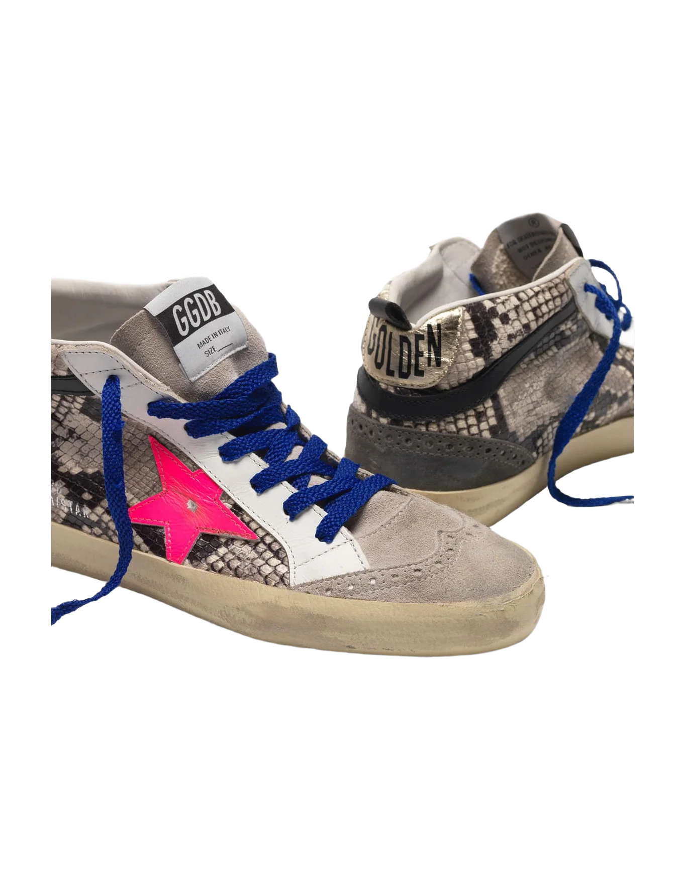 Women | Mid Star Sneakers Snakeskin Print Leather with Fuchsia Star - Image 5