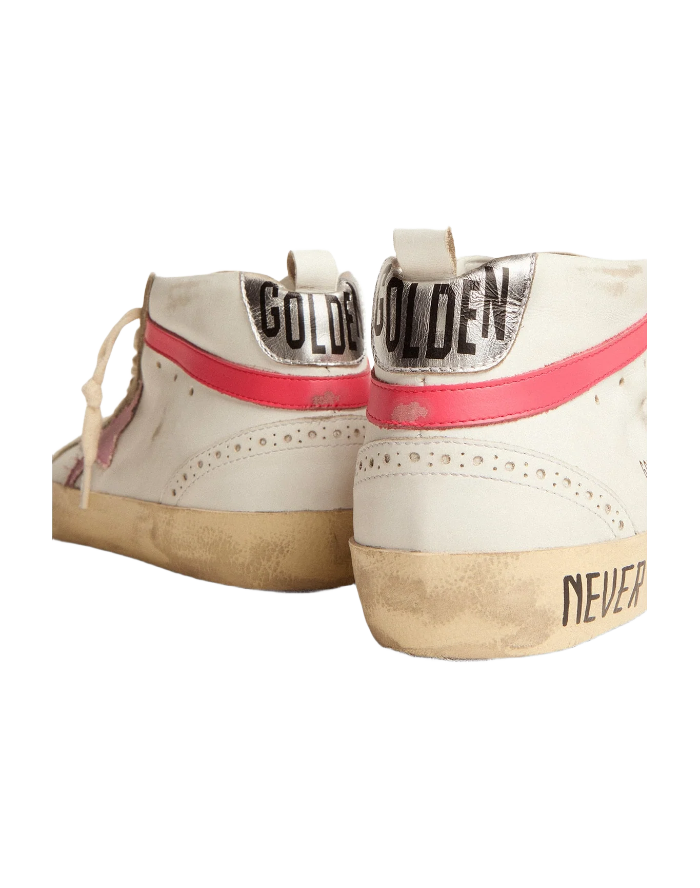 Women | Mid Star Sneakers White Leather with Pink Star & Black Lettering | White x Ice x Baby Pink x Dark Pink - Image 8