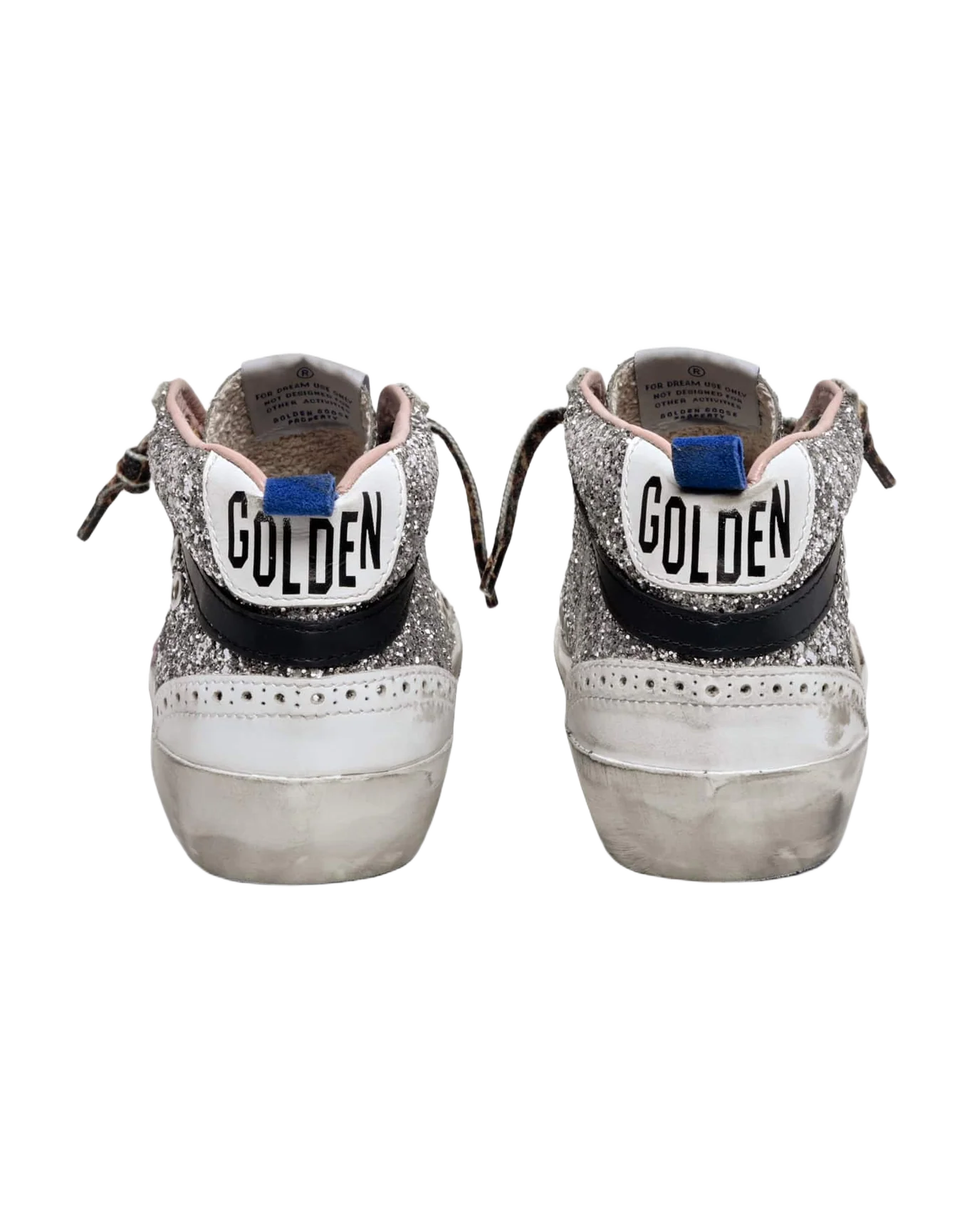 Women | Mid Star Sneakers with Silver Glitter Upper & Pale Pink Star | Silver x Light Pink x White x Black - Image 6