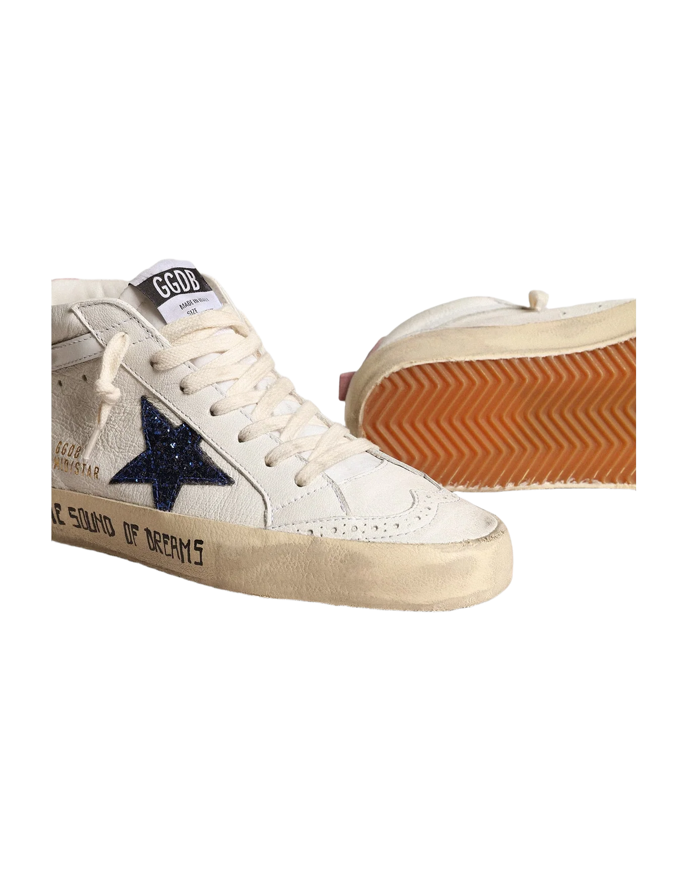 Women | Mid Star with Blue Glitter Star & Pink Suede Heel Tab | White x Blue x Pink - Image 3