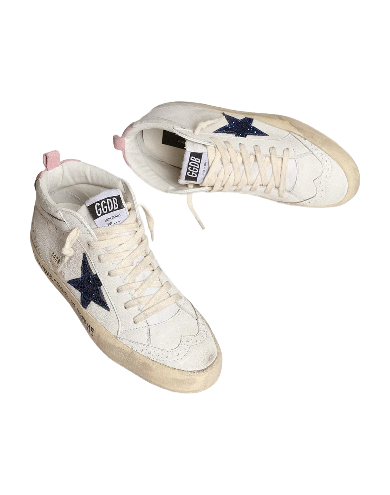 Women | Mid Star with Blue Glitter Star & Pink Suede Heel Tab | White x Blue x Pink - Image 5
