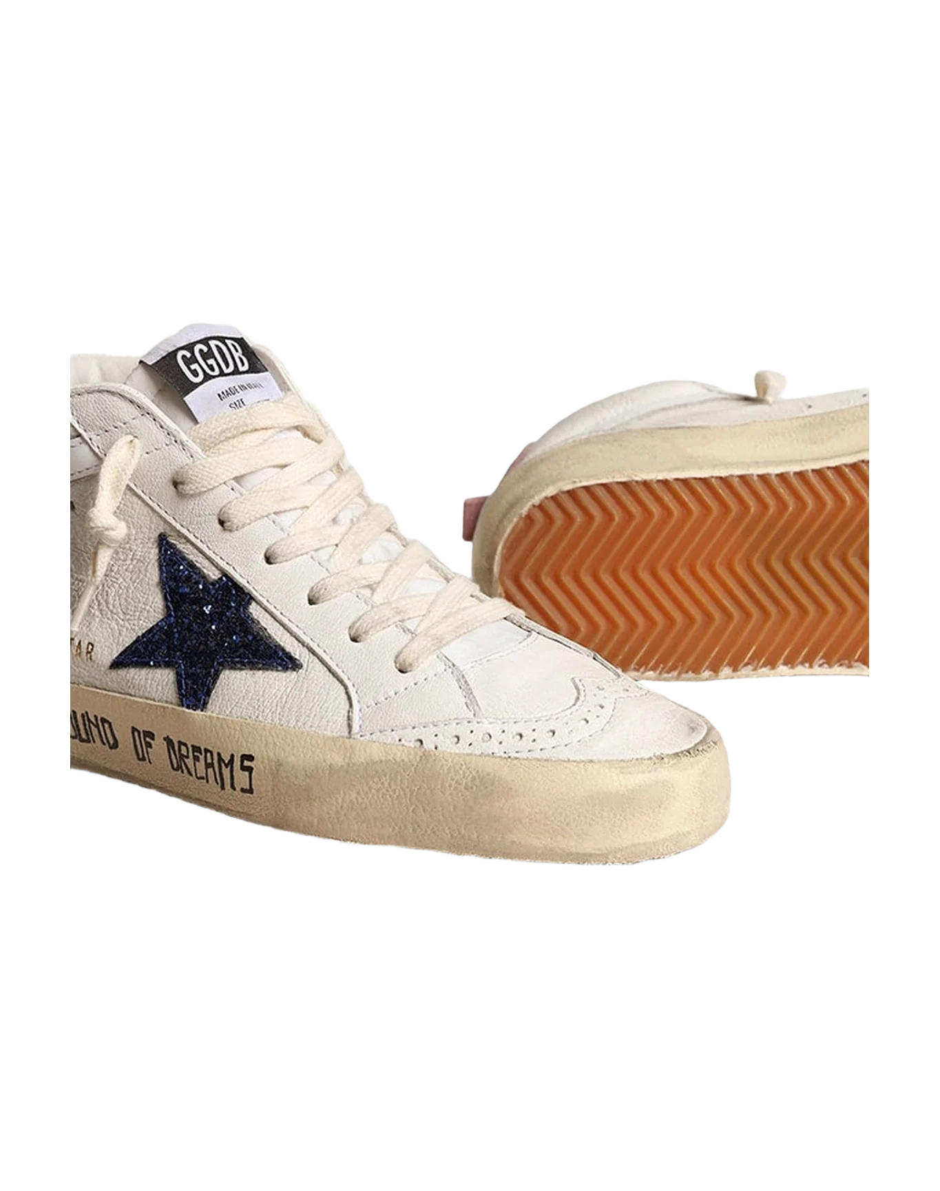 Women | Mid Star with Blue Glitter Star & Pink Suede Heel Tab | White x Blue x Pink - Image 9