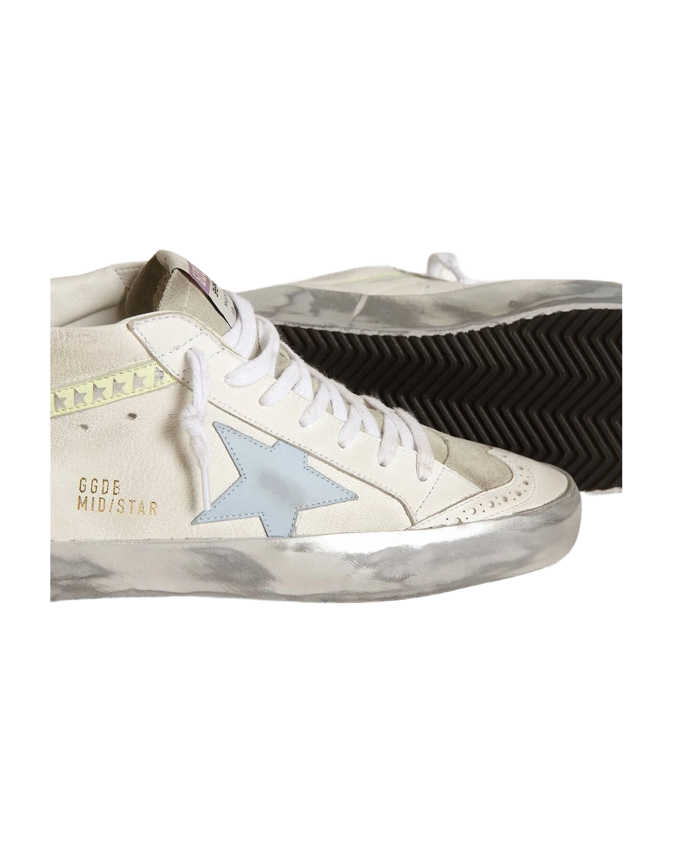 Women | Mid Star with Light Blue Leather Star & Nappa Flash with Stars | White x Ice x Blue Fog x Light Yellow - Image 4