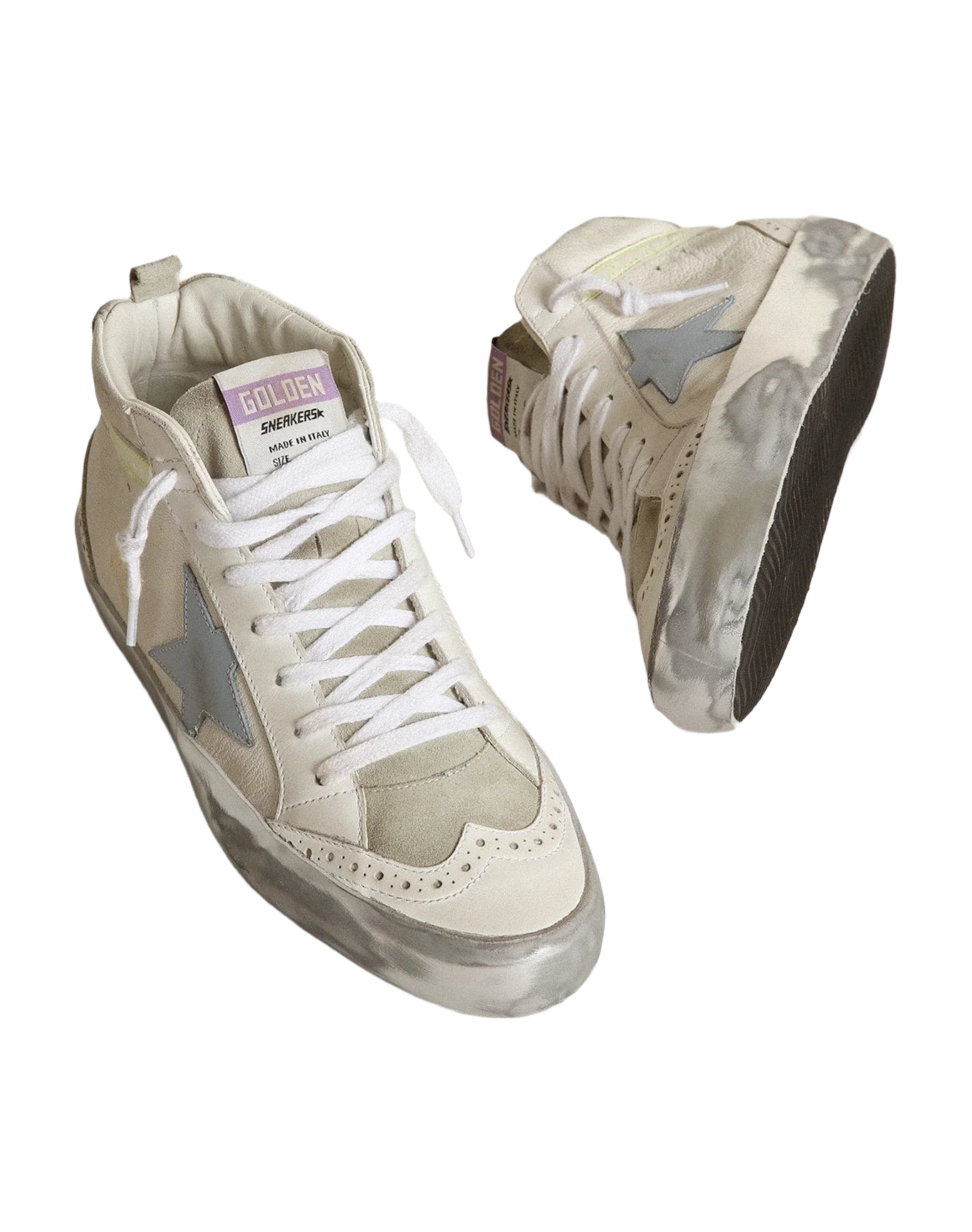 Women | Mid Star with Light Blue Leather Star & Nappa Flash with Stars | White x Ice x Blue Fog x Light Yellow - Image 8