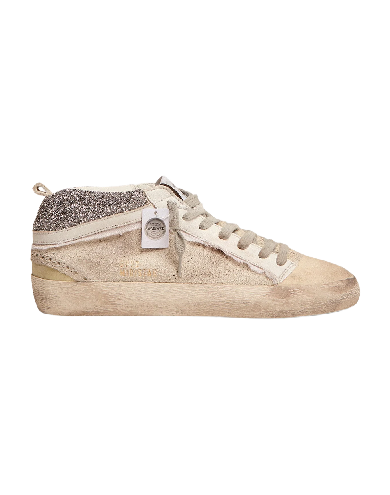 Women | Mid Star with Reverse Construction & Swarovski Crystal Heel Tab | White x Silver Crystal - Image 6