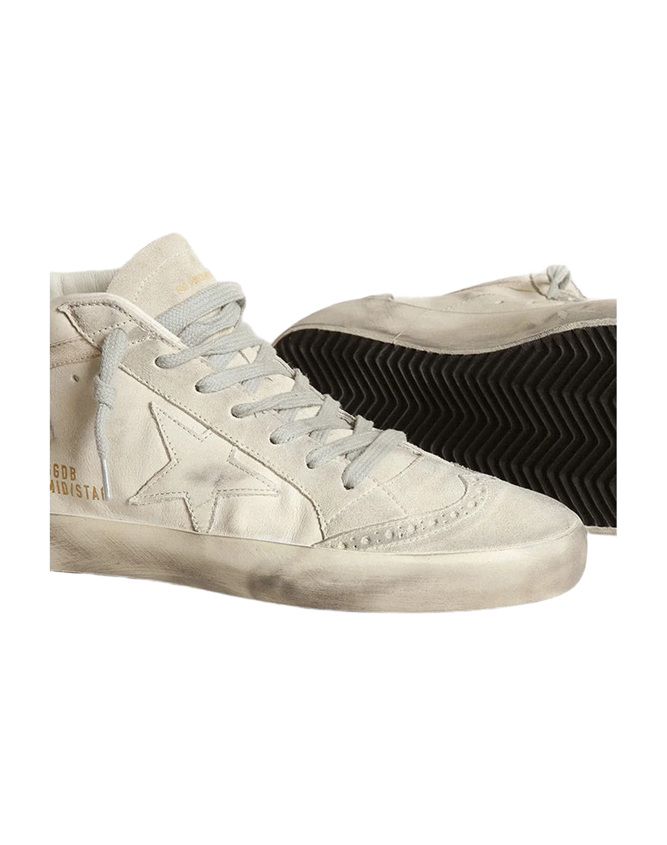 Women | Mid-Star with White Leather Star & Gray Suede Inserts | White x Grey x Black - Image 2