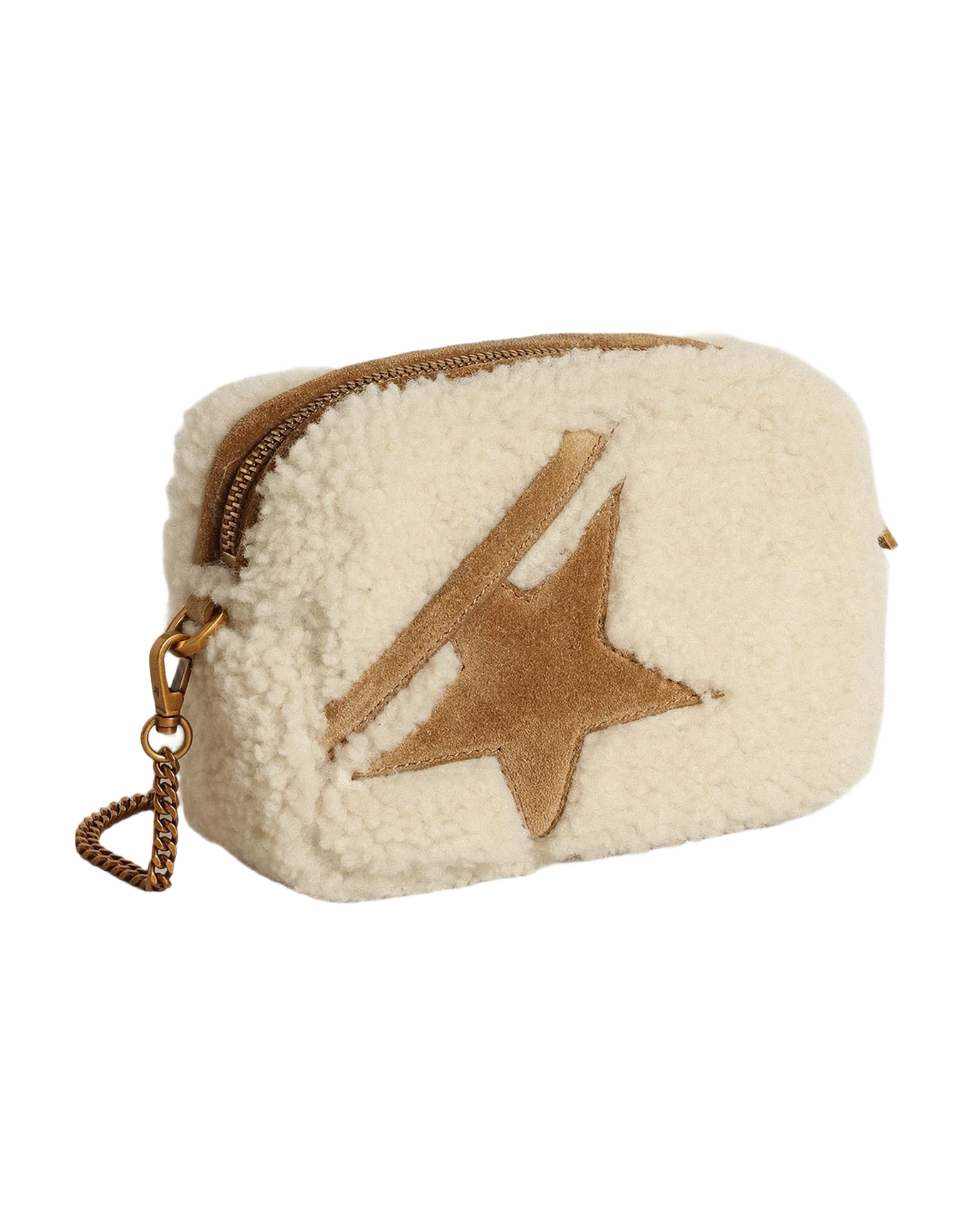 Women | Mini Star Bag Beige Shearling with Suede Star | Natural - Image 10