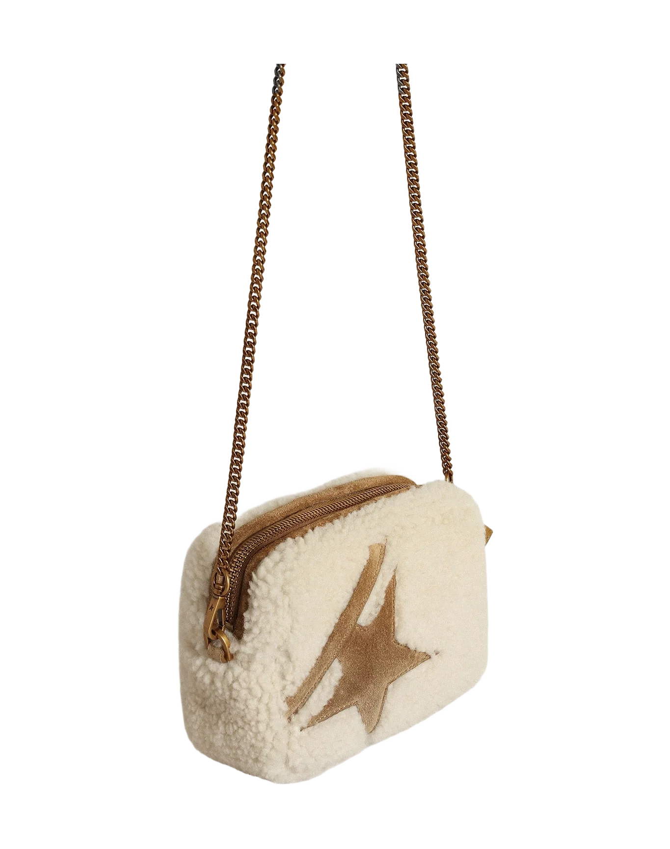 Women | Mini Star Bag Beige Shearling with Suede Star | Natural - Image 11