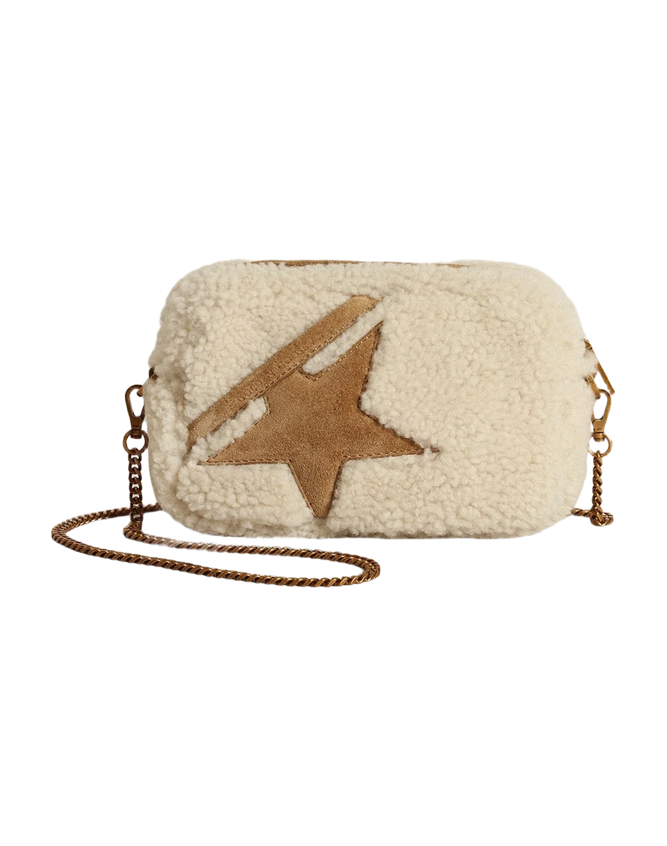 Women | Mini Star Bag Beige Shearling with Suede Star | Natural - Image 8