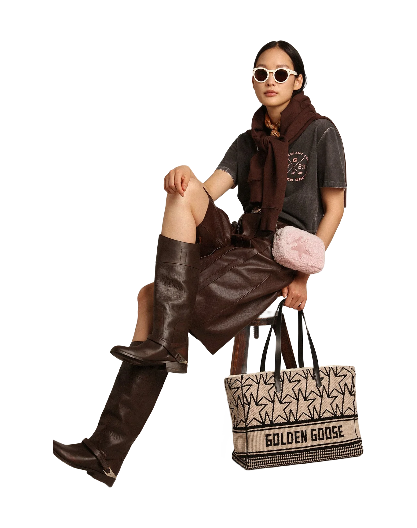 Women | Mini Star Bag Pink Shearling with Suede Star | Baby Pink - Image 4