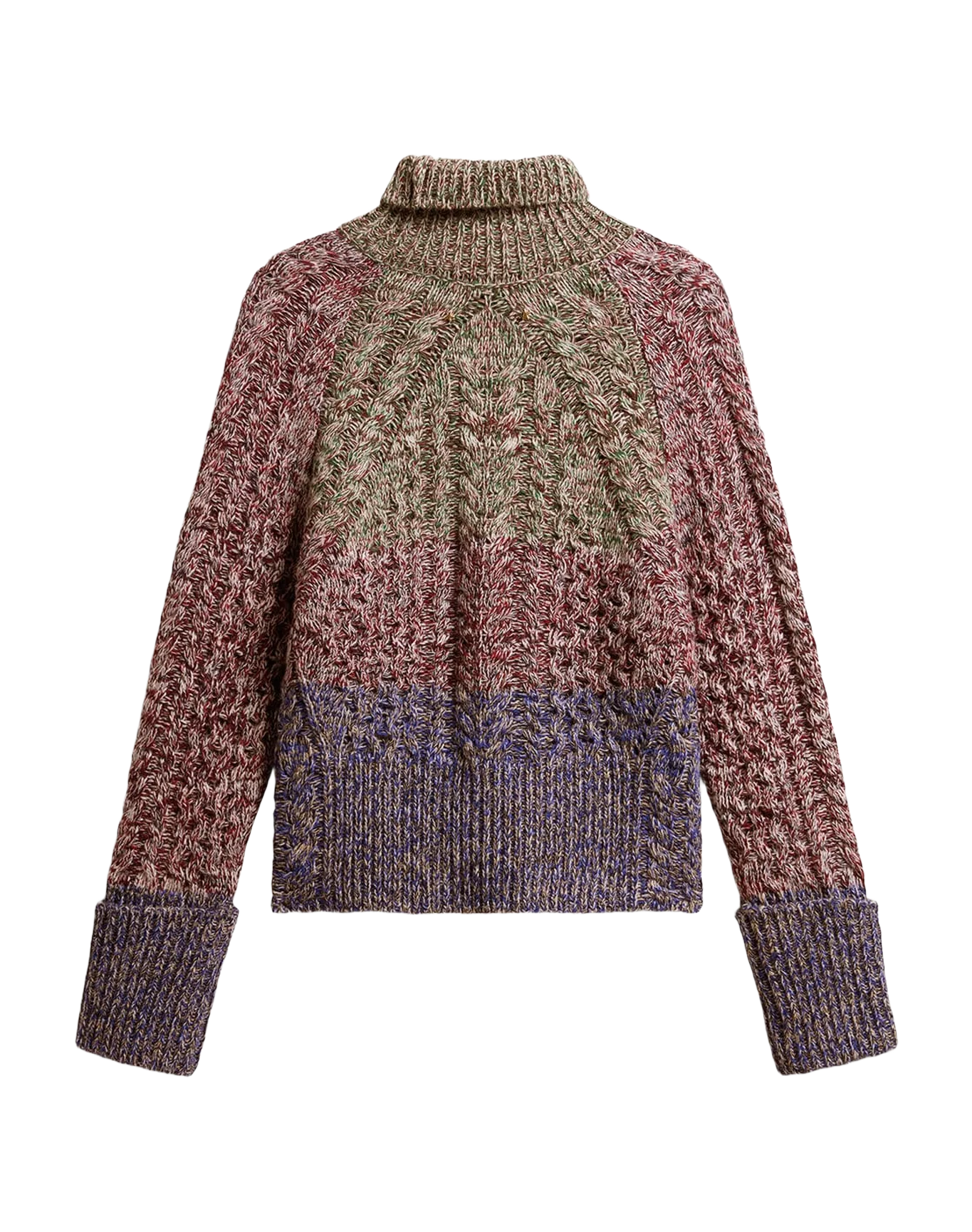 Women | Multicolored High Neck Sweater with Mouliné Yarn | Multicolor x Green x Blue - Image 5