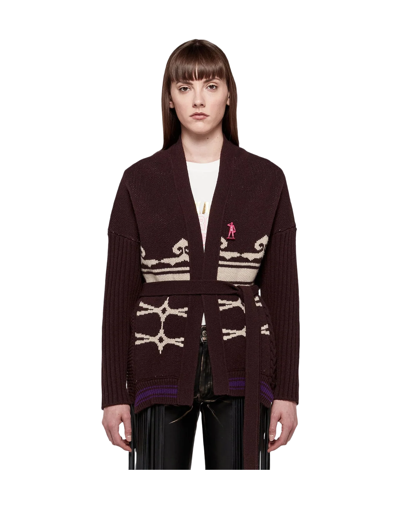 Women | Nanten Cardigan Extrafine Merino Wool with Belt At The Waist - Image 4