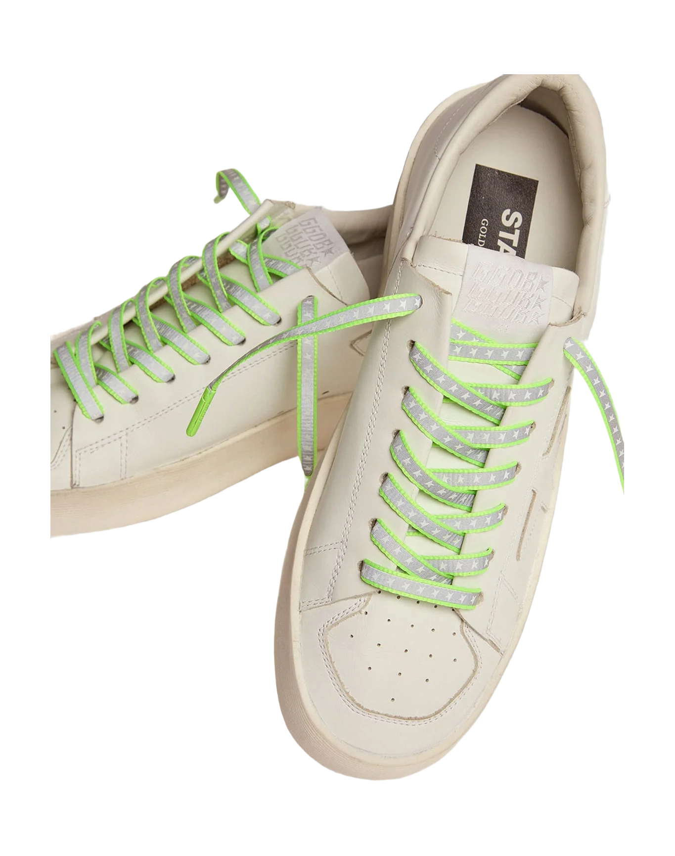 Women | Neon Green Reflective Laces with Stars - Image 2