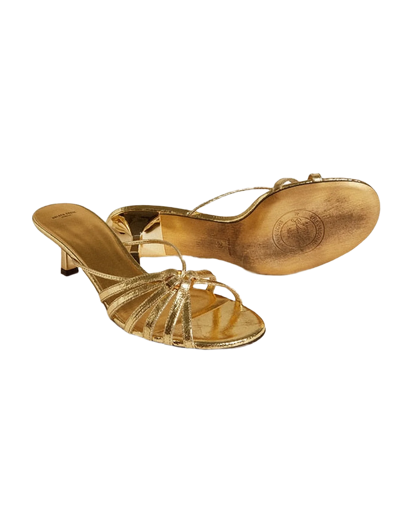 Women | Nico Kitten Heel Sandals Metallic Gold Leather | Gold - Image 8
