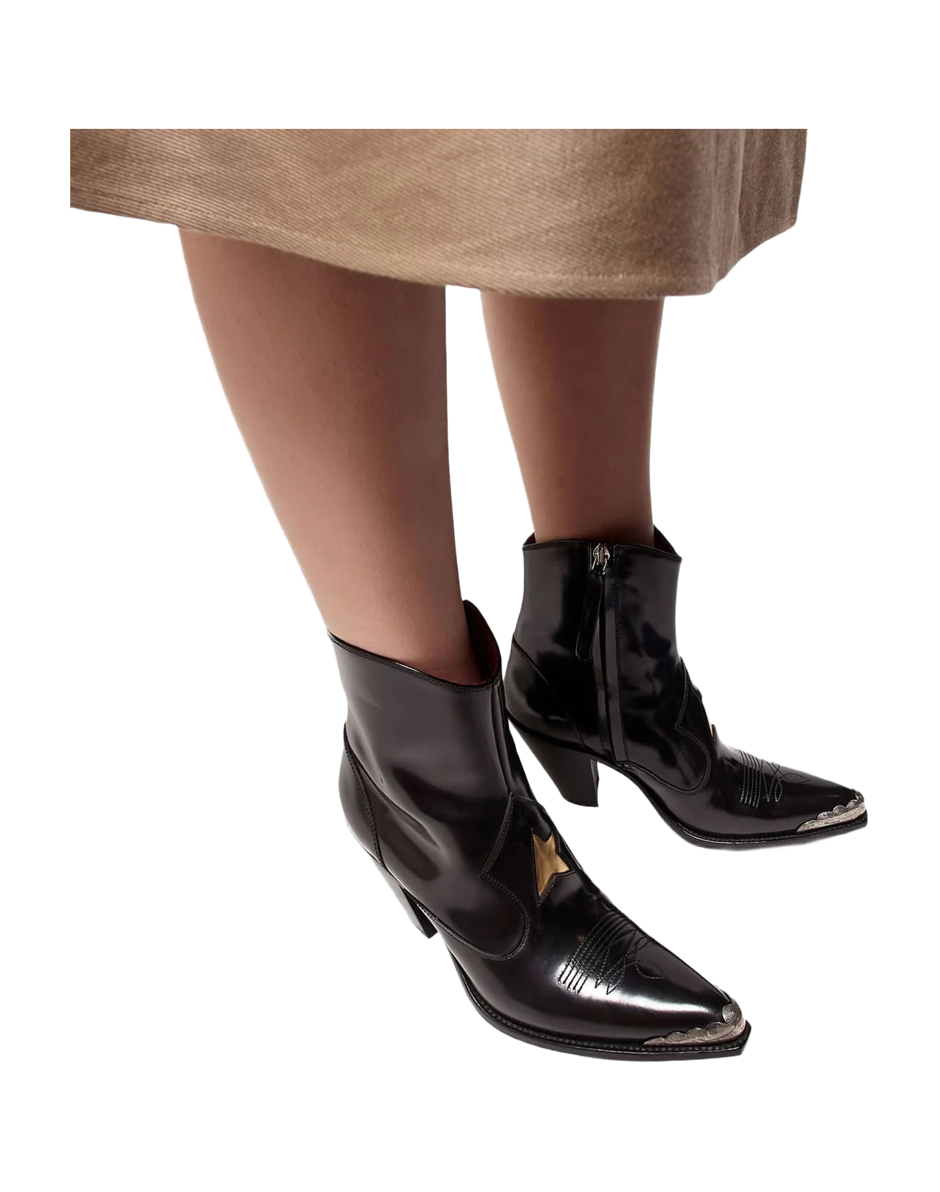 Women | Nora Ankle Boots Glossy Leather with A Gold Star & Metal Plate - Image 5