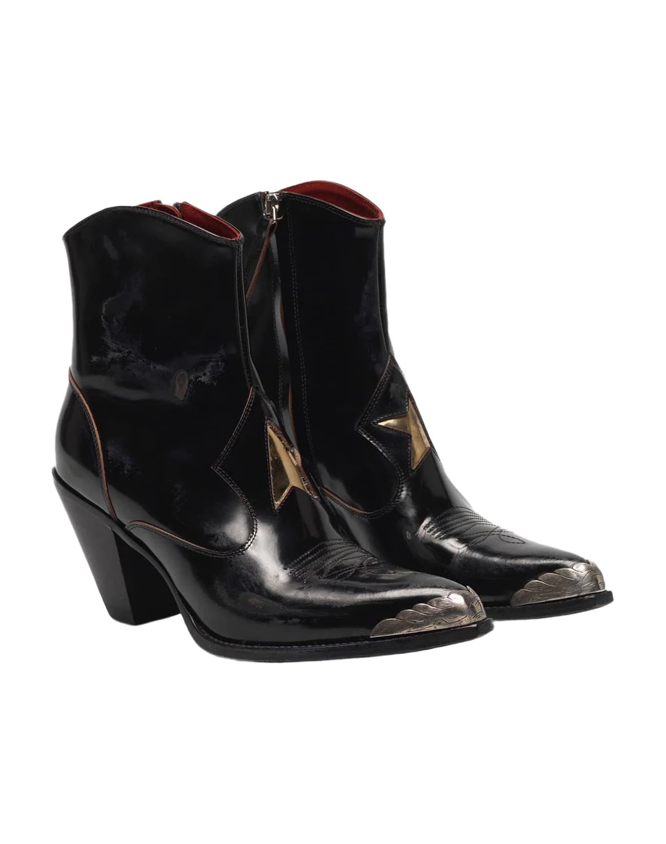 Women | Nora Ankle Boots Glossy Leather with A Gold Star & Metal Plate - Image 6